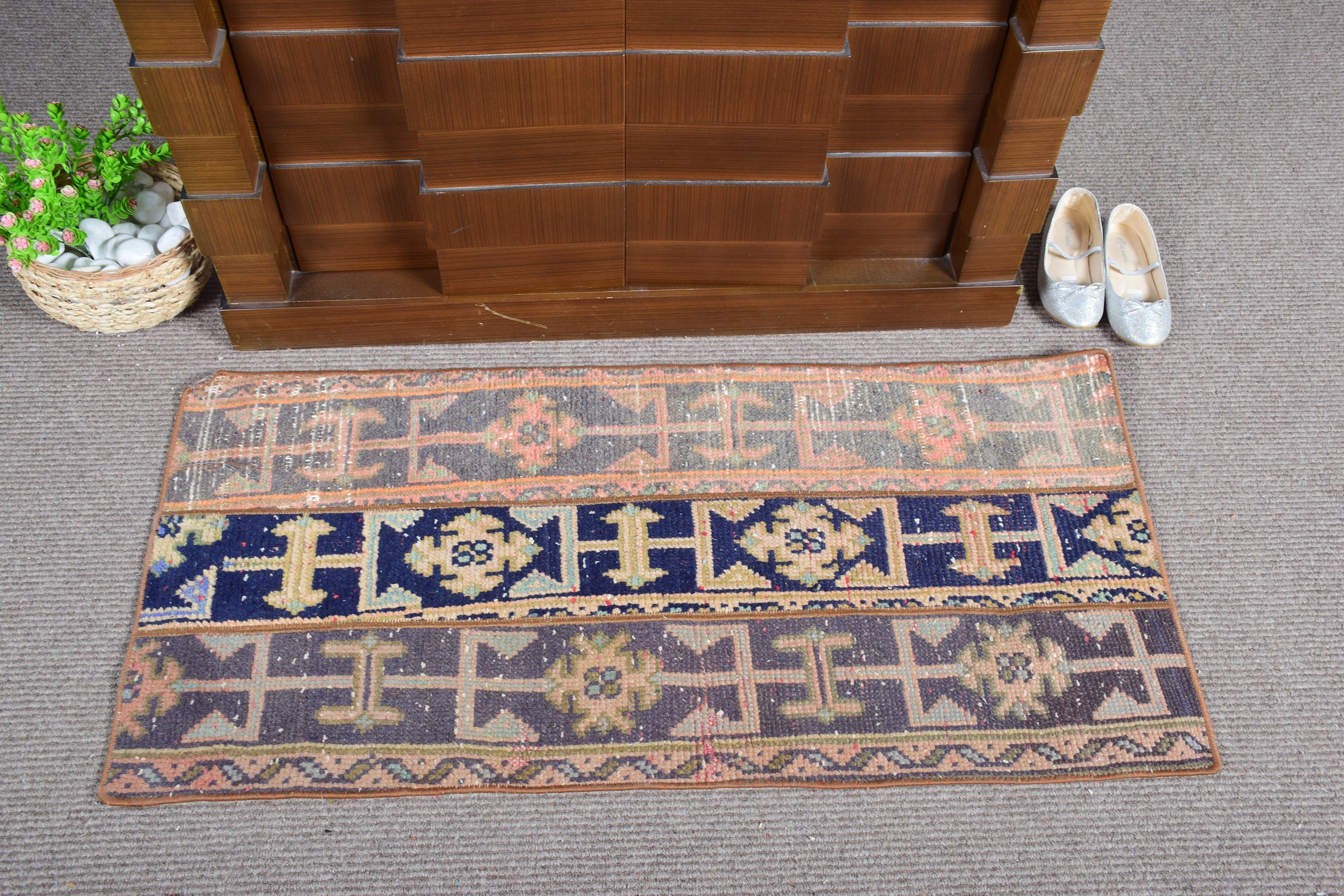 Turkish Rug, Door Mat Rug, Dorm Rugs, 1.8x3.8 ft Small Rugs, Brown Anatolian Rugs, Bedroom Rug, Antique Rugs, Home Decor Rug, Vintage Rug