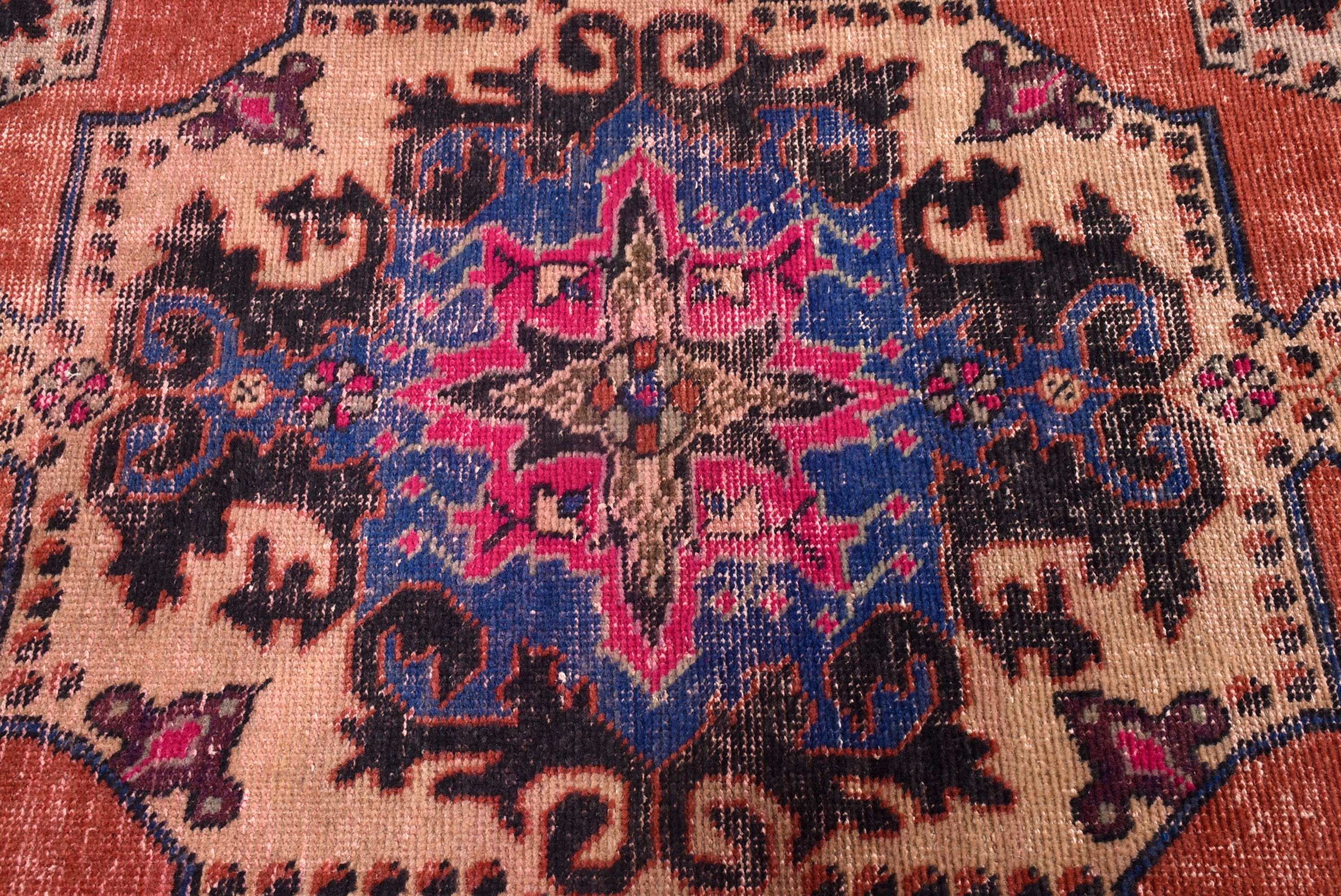 Vintage Halılar, 3,9x7,3 ft Alan Halıları, Mutfak Halıları, Kırmızı Ev Dekorasyonu Halıları, Oushak Alan Halısı, Geometrik Halılar, İç Mekan Halısı, Yer Halısı, Türk Halıları