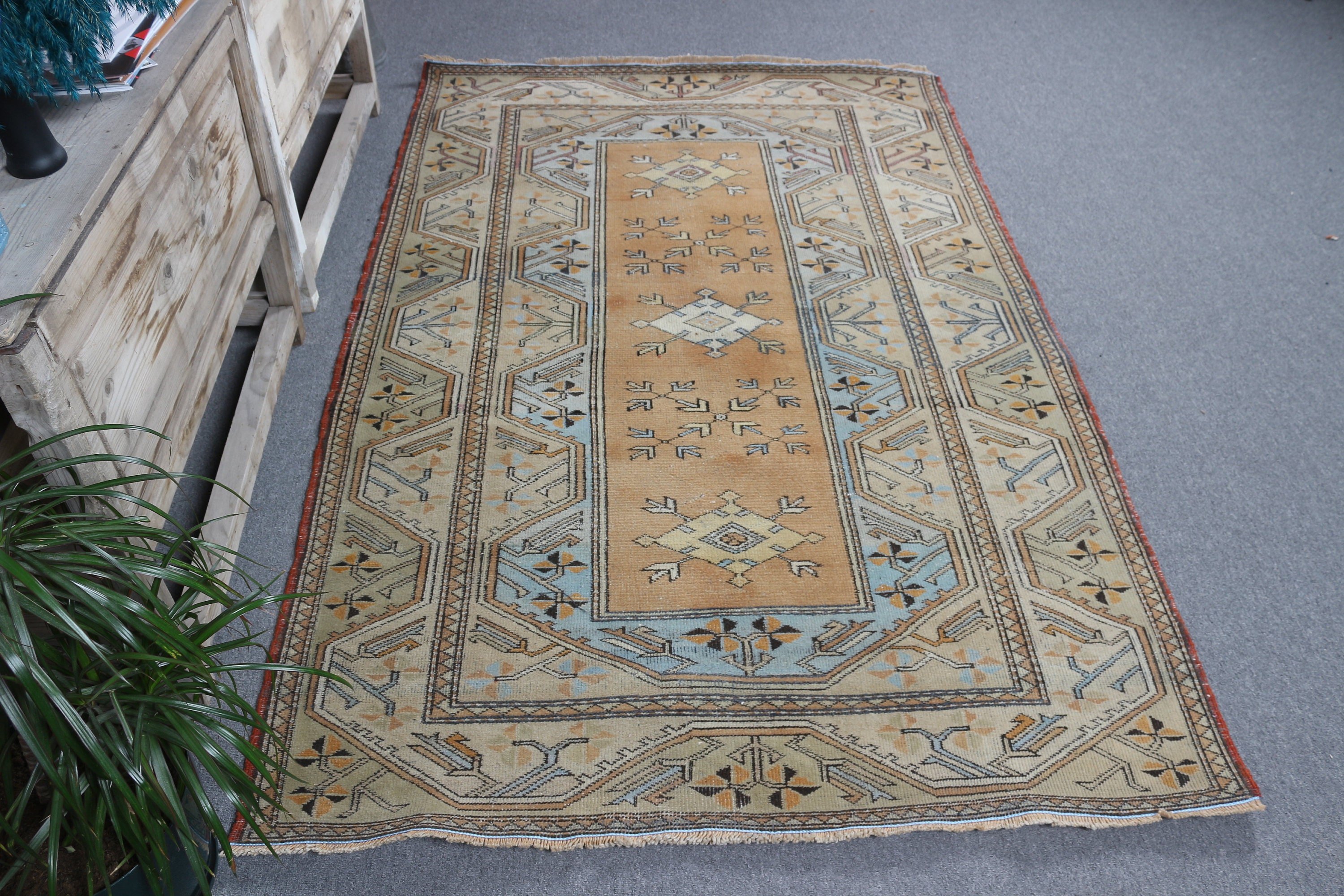 Vintage Halı, Oturma Odası Halısı, Soğuk Halı, Yemek Odası Halısı, Turuncu Mutfak Halıları, 4.2x6.5 ft Alan Halıları, Boho Halıları, Türk Halısı