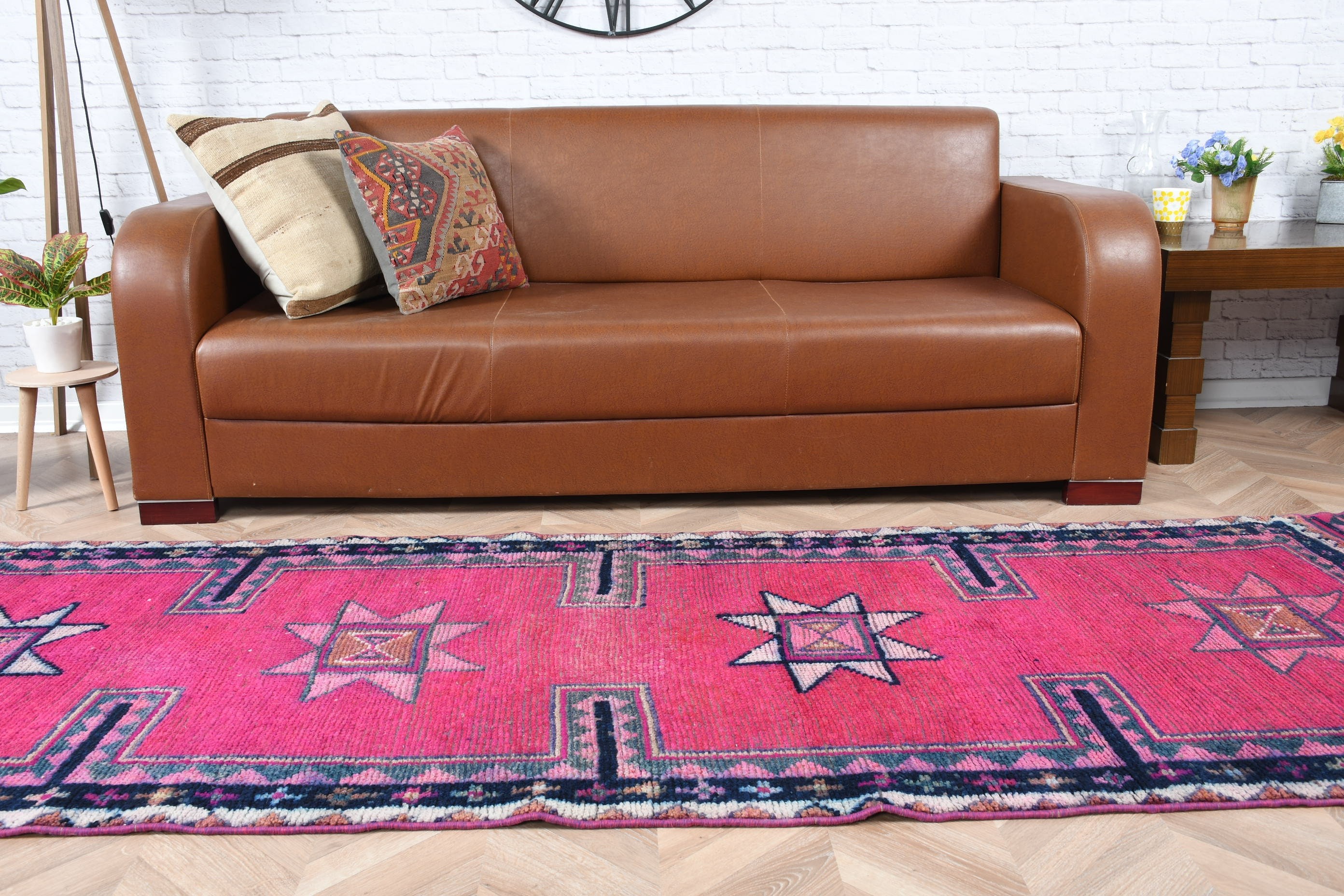 Pembe Anadolu Halısı, Merdiven Halısı, Türk Halıları, 3.1x9.8 ft Runner Halısı, Vintage Halılar, Mutfak Halıları, Mutfak Halıları, Yün Halılar