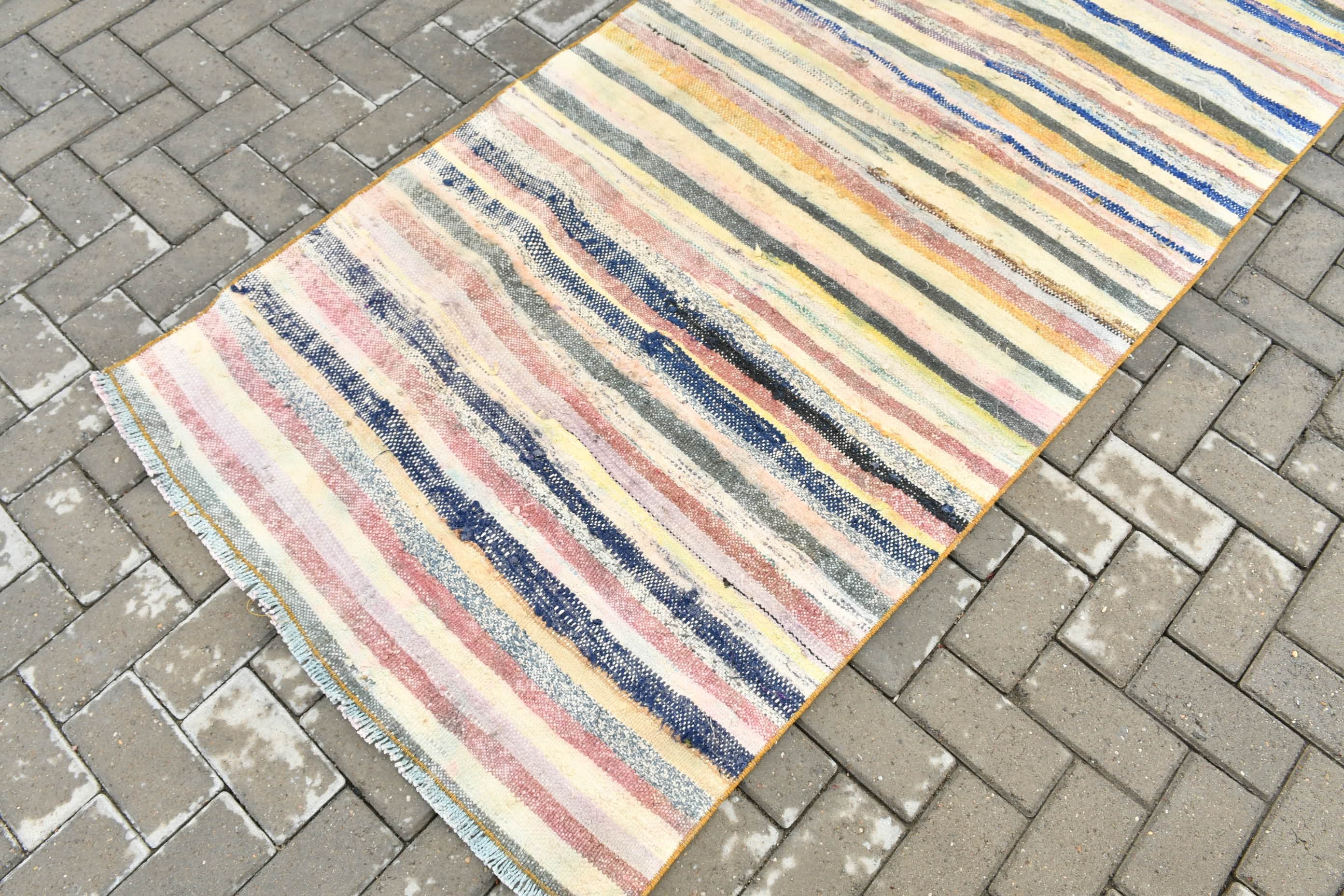 Vintage Halı, Koridor Halısı, Türk Halısı, Göçebe Halısı, 3,4x9,1 ft Runner Halısı, Anadolu Halıları, Kilim, Yer Halısı, Mavi Mutfak Halısı, Merdiven Halıları