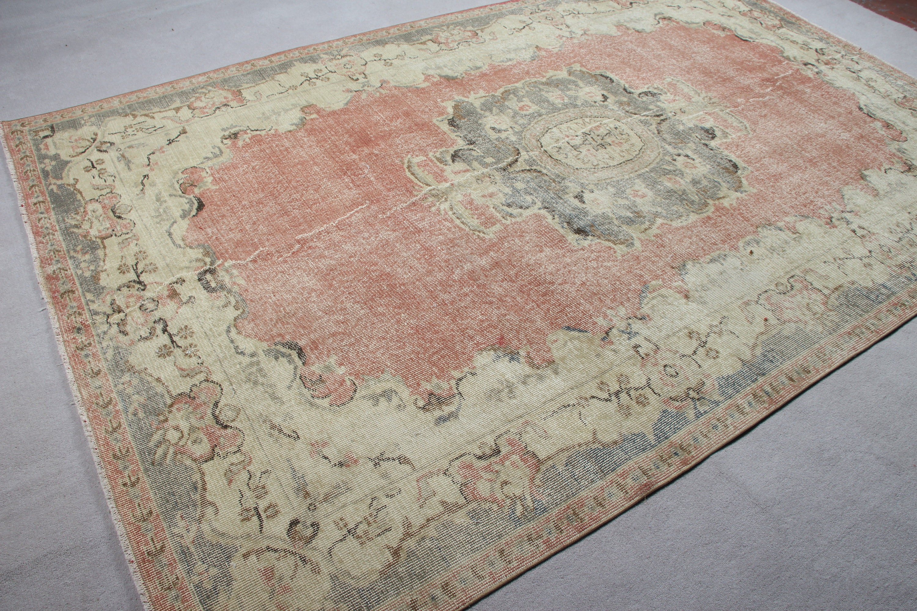 Dining Room Rug, Red Oushak Rug, Bedroom Rug, Home Decor Rug, Turkish Rug, Vintage Rugs, 6.4x9.9 ft Large Rug, Vintage Decor Rug, Wool Rug