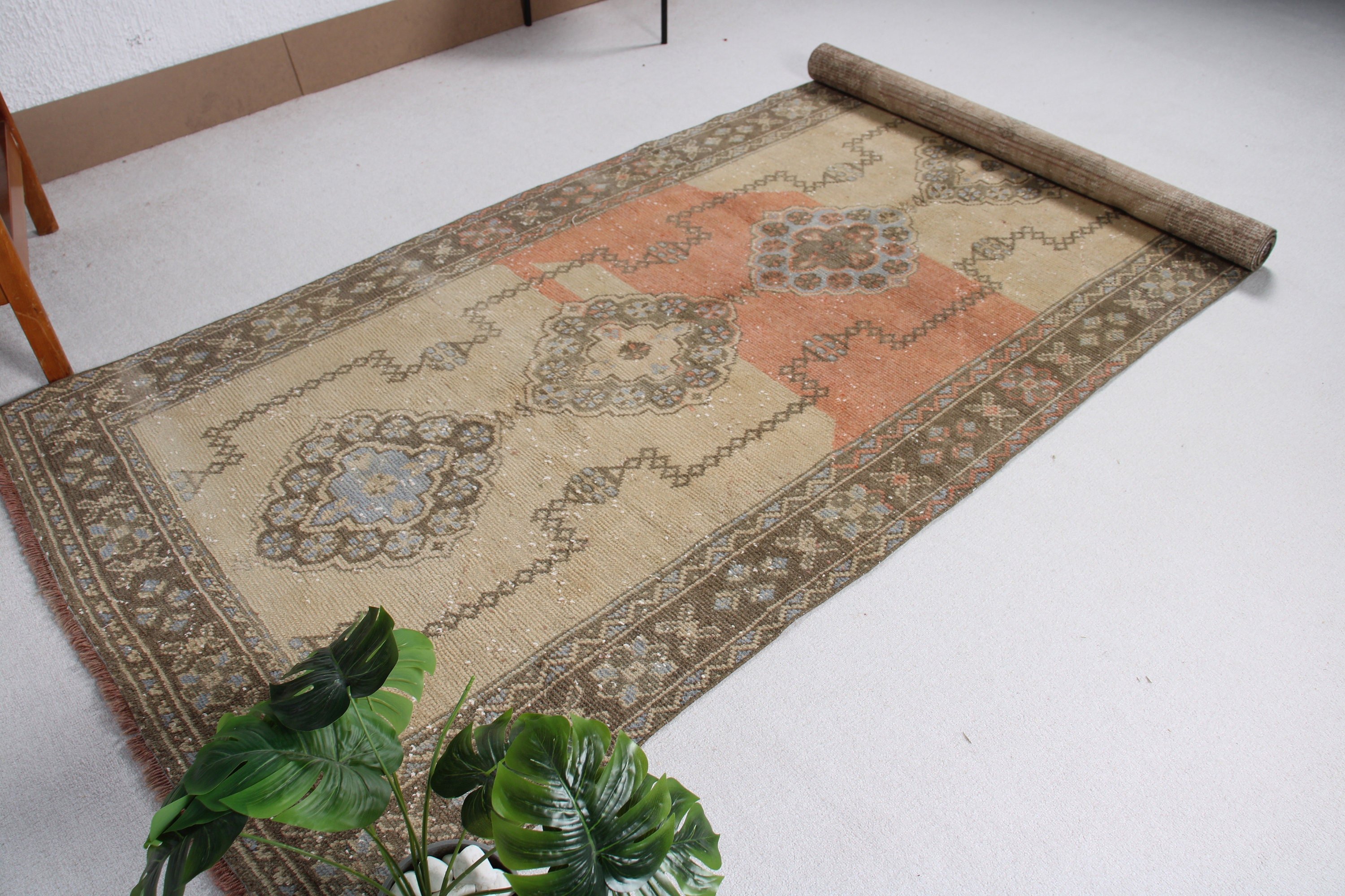 Anatolian Rug, Vintage Rug, Green Kitchen Rugs, Turkish Rug, 4.3x10.6 ft Large Rugs, Large Vintage Rug, Bedroom Rugs, Antique Rugs