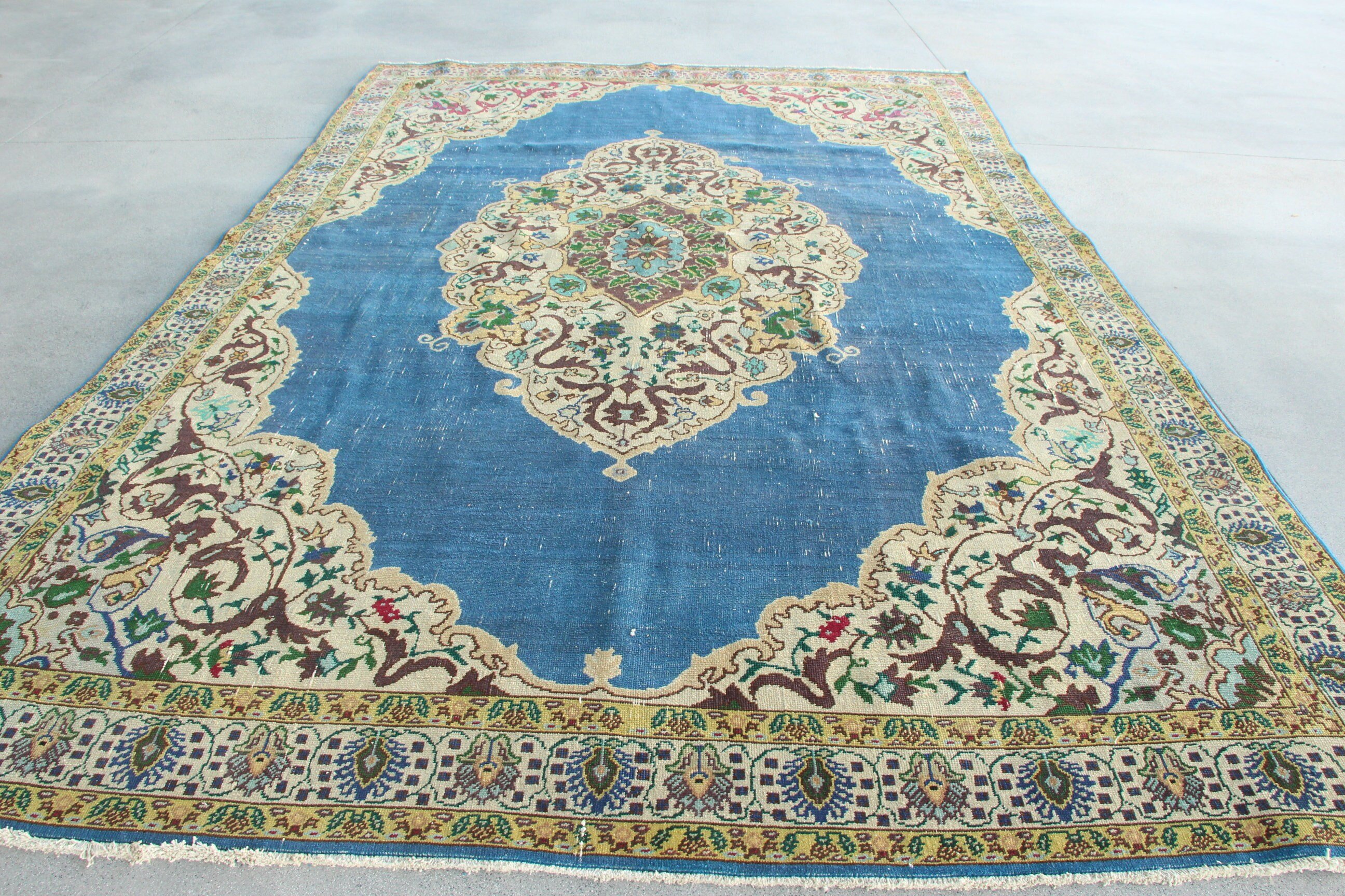 Yemek Odası Halısı, Boho Halısı, Vintage Halılar, Antika Halı, Salon Halısı, Düz Dokuma Halılar, Mavi 9.1x12.9 ft Büyük Boy Halı, Türk Halısı