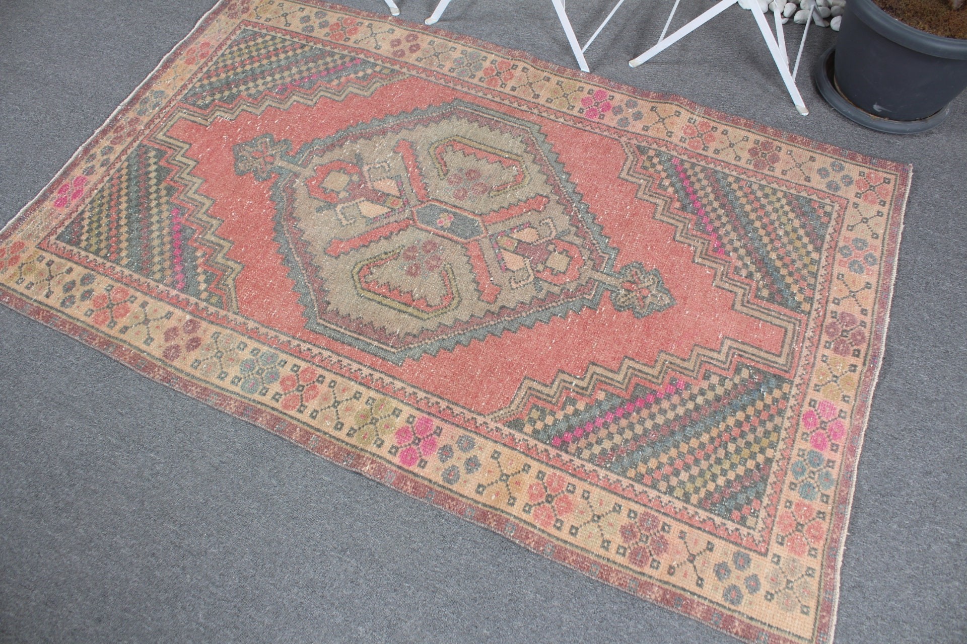 3.6x5.8 ft Accent Halı, Türk Halısı, Vintage Halı, Yatak Odası Halıları, Yer Halısı, Yün Halı, Çocuk Odası Halısı, Çocuk Odası Halıları, Kırmızı Ev Dekor Halısı