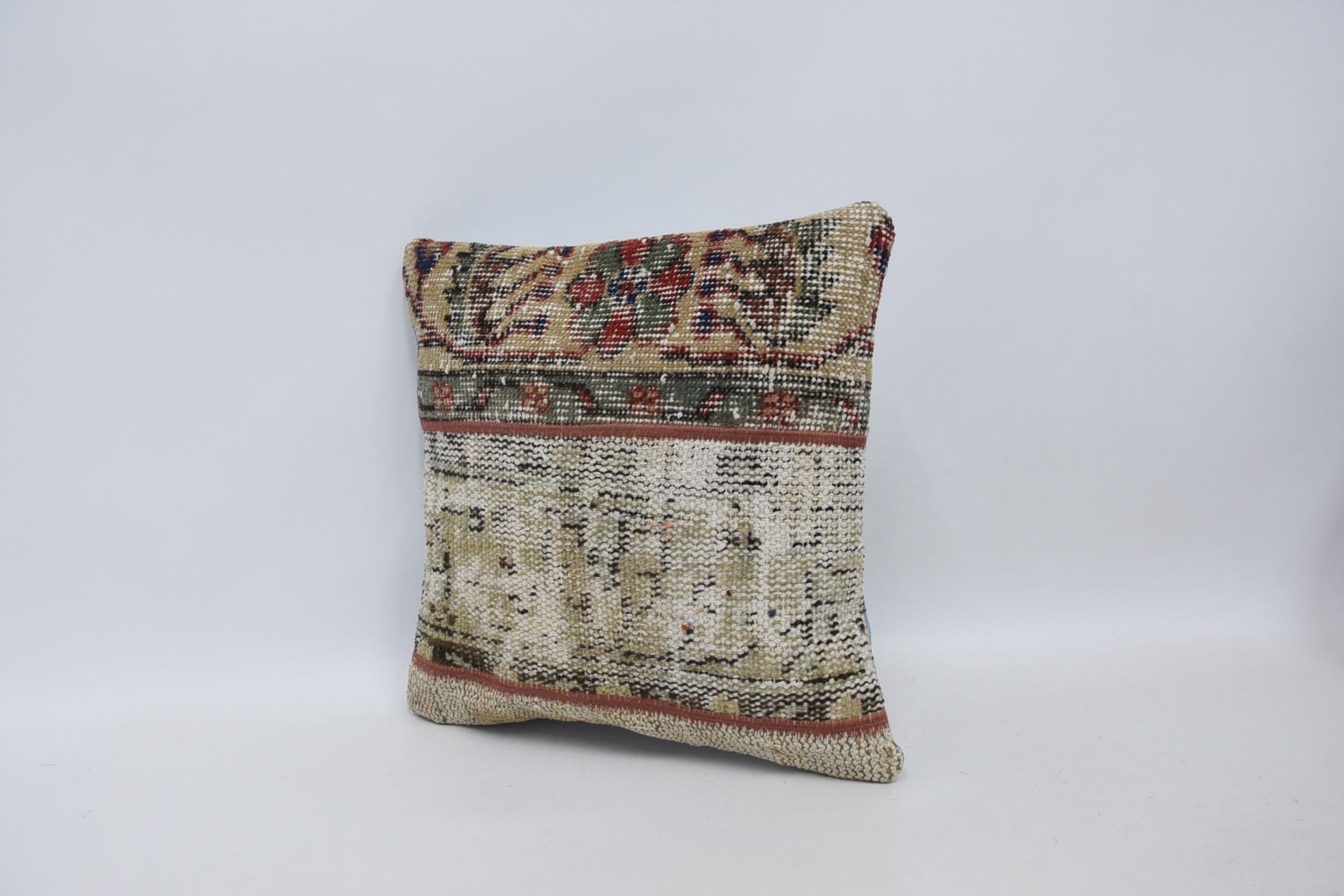 Nomadic Minder Kılıfı, İkat Yastık Kılıfı, Vintage Kilim Yastık, Kanepe Yastığı, Kilim Minder Sham, 16"x16" Sarı Yastık Kılıfı