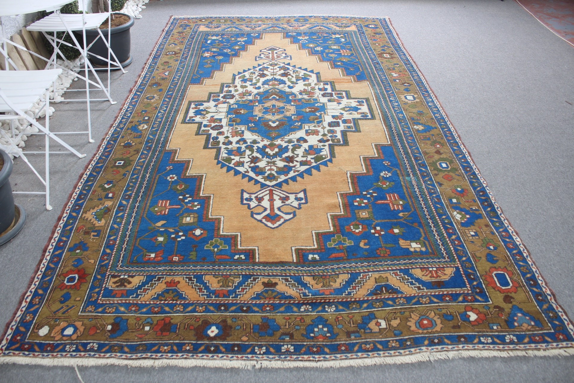 Mutfak Halıları, Türk Halısı, 6.4x10.9 ft Büyük Halı, Vintage Halı, Salon Halısı, Antika Halı, Estetik Halılar, Yemek Odası Halısı, Turuncu Yatak Odası Halıları