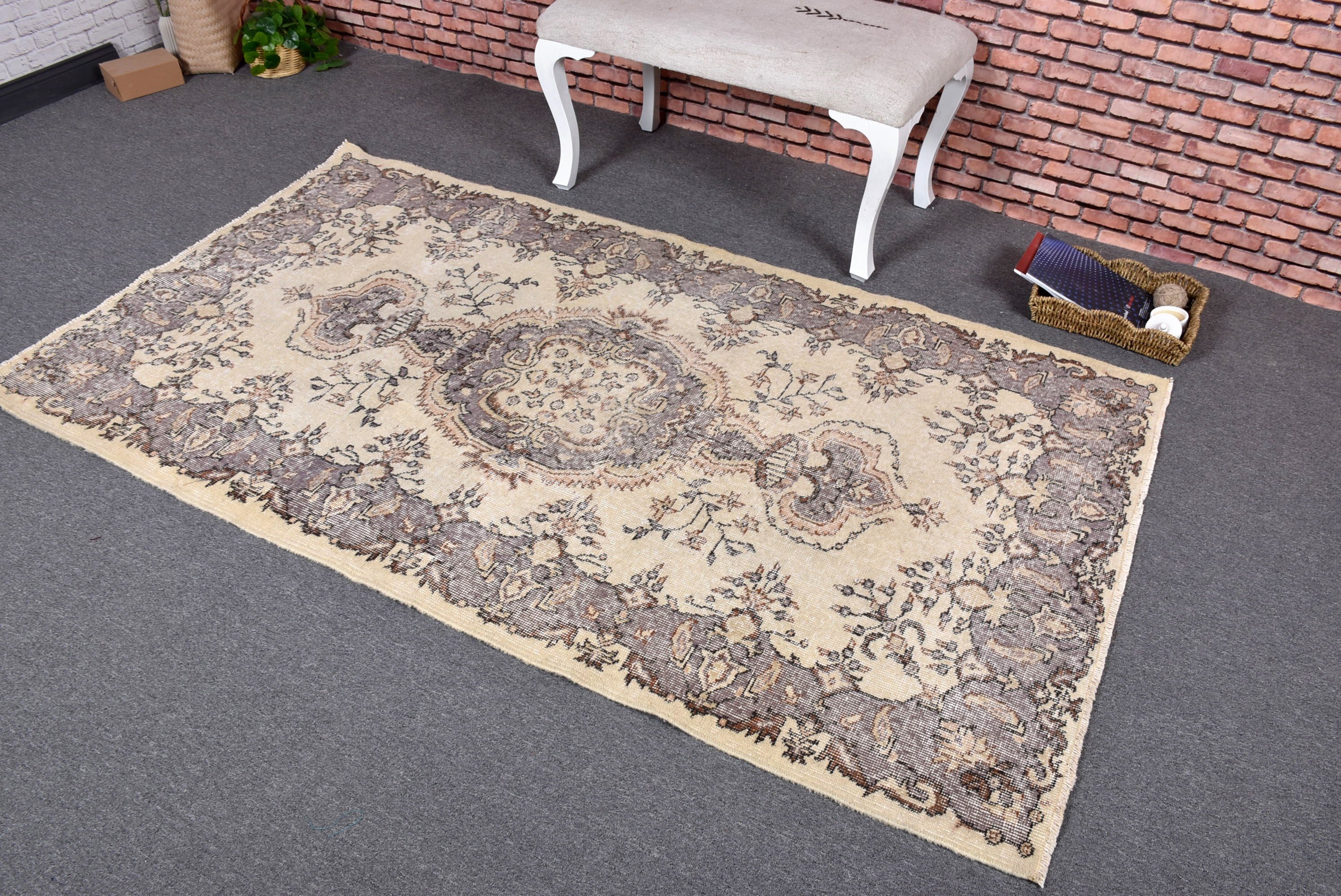 Floor Rugs, Bedroom Rug, 4x7 ft Area Rugs, Beige Kitchen Rugs, Turkish Rug, Rugs for Dining Room, Oushak Rug, Vintage Rug, Antique Rug