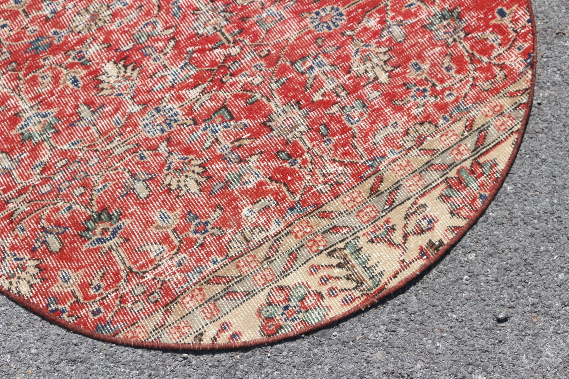 Vintage Rug, Nursery Rug, Red Anatolian Rug, 3.6x3.5 ft Small Rug, Rugs for Bathroom, Floor Rug, Turkish Rugs, Entry Rugs, Antique Rug