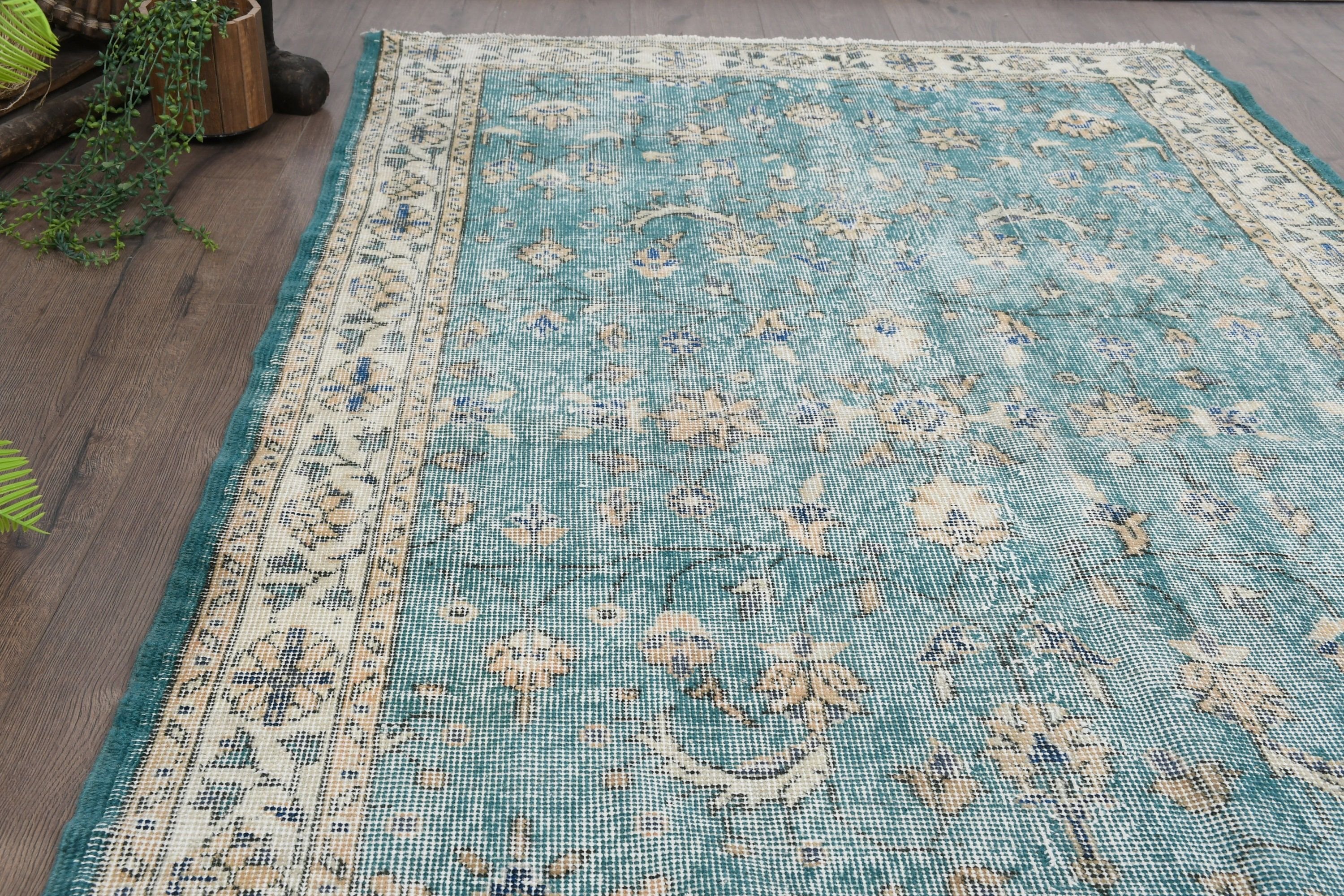 Dining Room Rugs, 3.7x6.6 ft Area Rug, Antique Rug, Turkish Rug, Bedroom Rug, Rugs for Area, Vintage Rug, Green Moroccan Rugs, Kitchen Rug