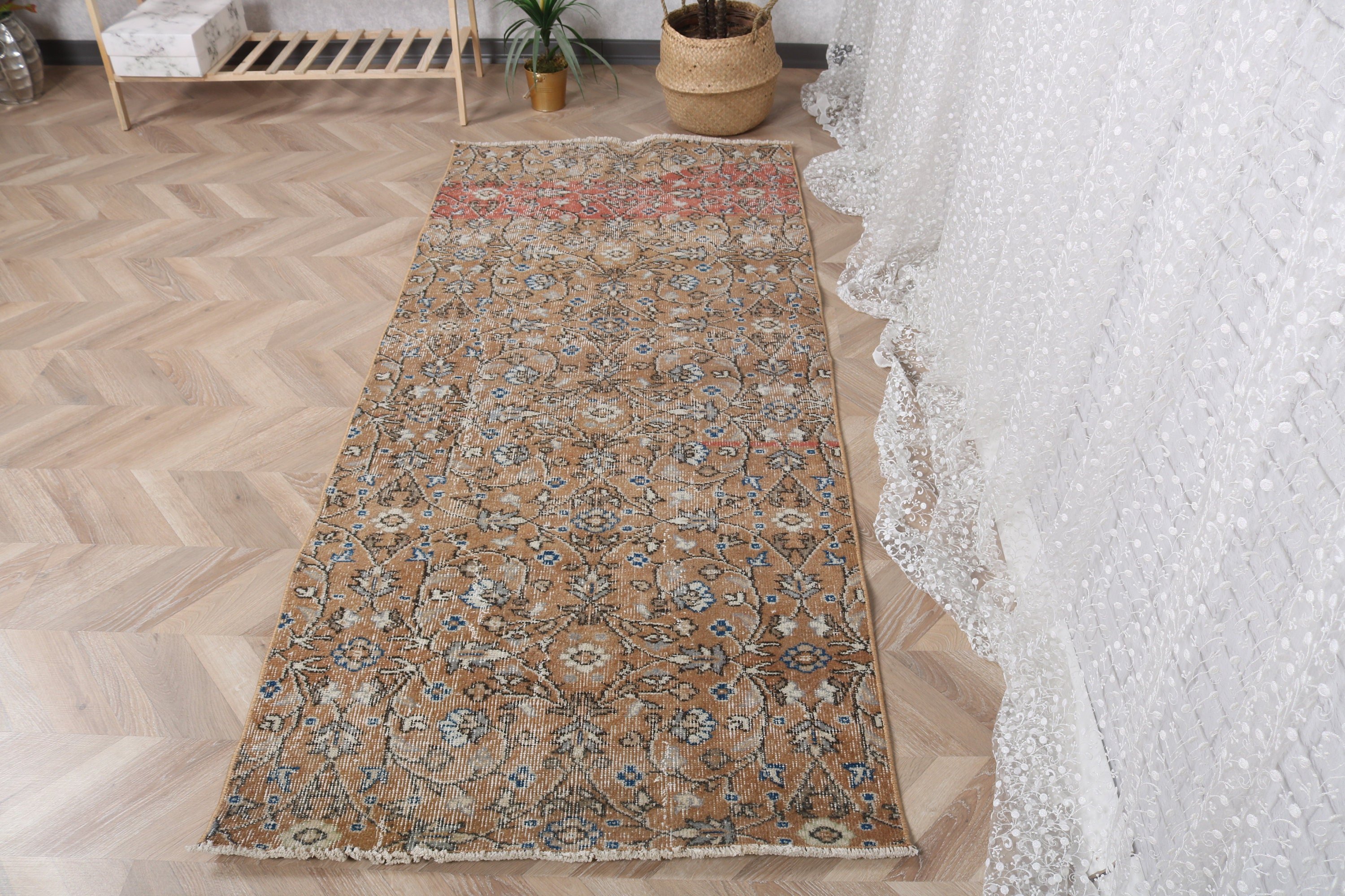 Boho Halı, Kahverengi Lüks Halı, Vintage Dekor Halı, Türk Halıları, Vintage Halı, Giriş Halısı, Mutfak Halısı, 3.1x7 ft Accent Halıları, Accent Halıları