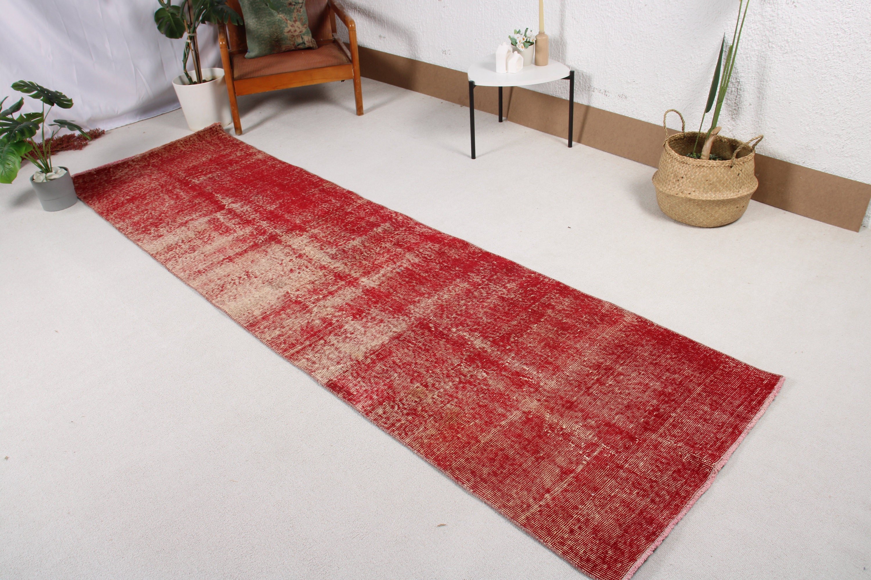 Turkish Rug, 2.7x9.7 ft Runner Rugs, Moroccan Rugs, Corridor Rugs, Red Bedroom Rug, Handwoven Rugs, Vintage Runner Rug, Vintage Rugs