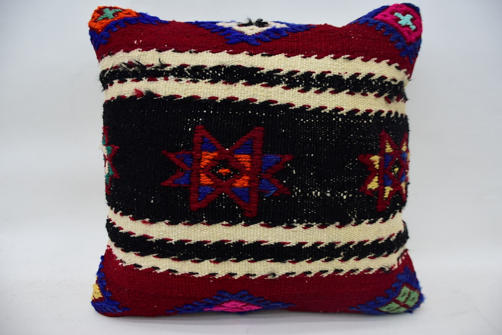 18"x18" Brown Pillow Cover, Handmade Kilim Cushion, Boho Pillow, Turkish Bench Cushion, Kilim Pillow Cover, Pattern Throw Pillow Case