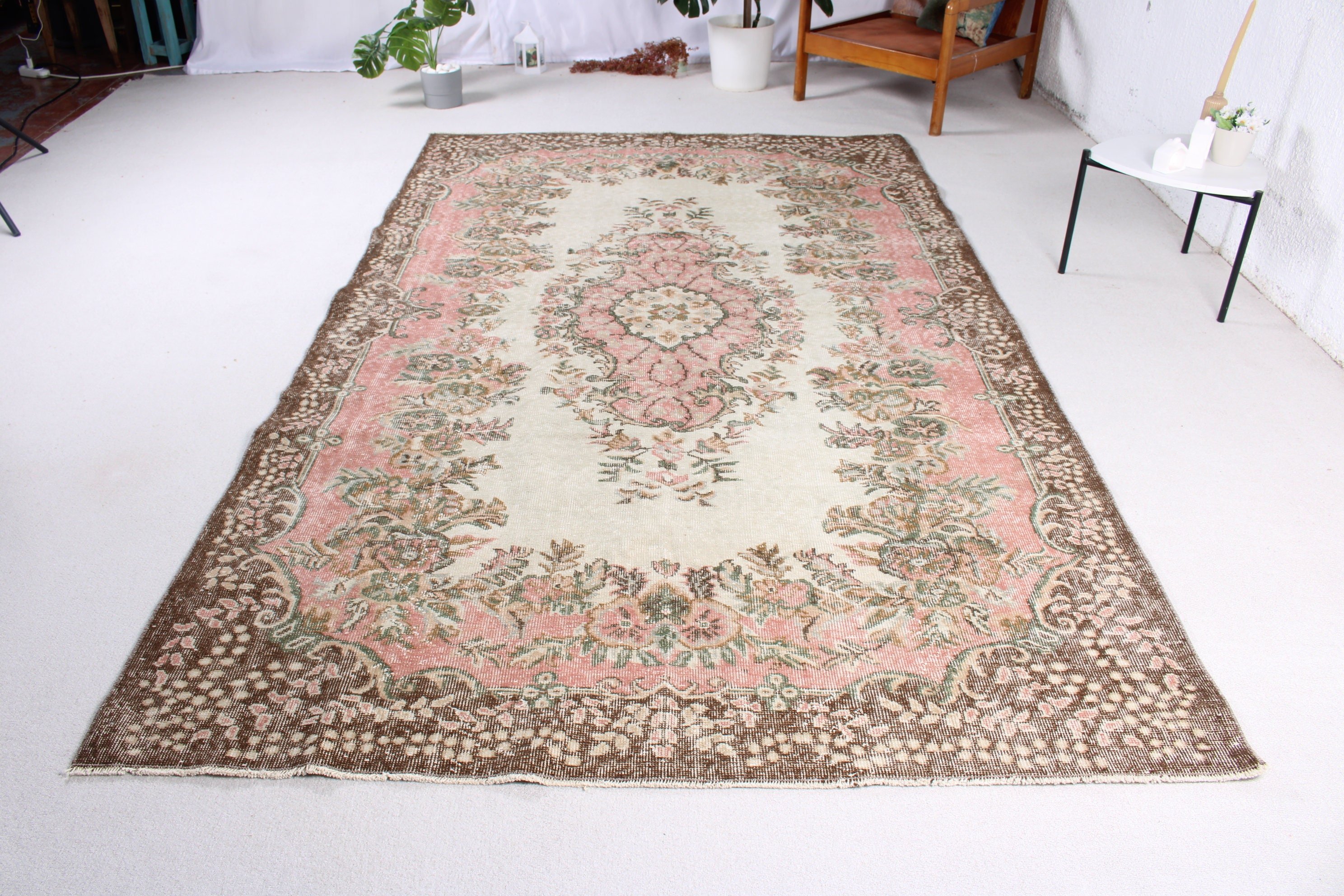 Modern Halılar, Pembe Modern Halılar, Türk Halıları, Geleneksel Halılar, Boho Halı, 5.8x9.7 ft Büyük Halı, Vintage Halılar, Yatak Odası Halısı, Oturma Odası Halısı