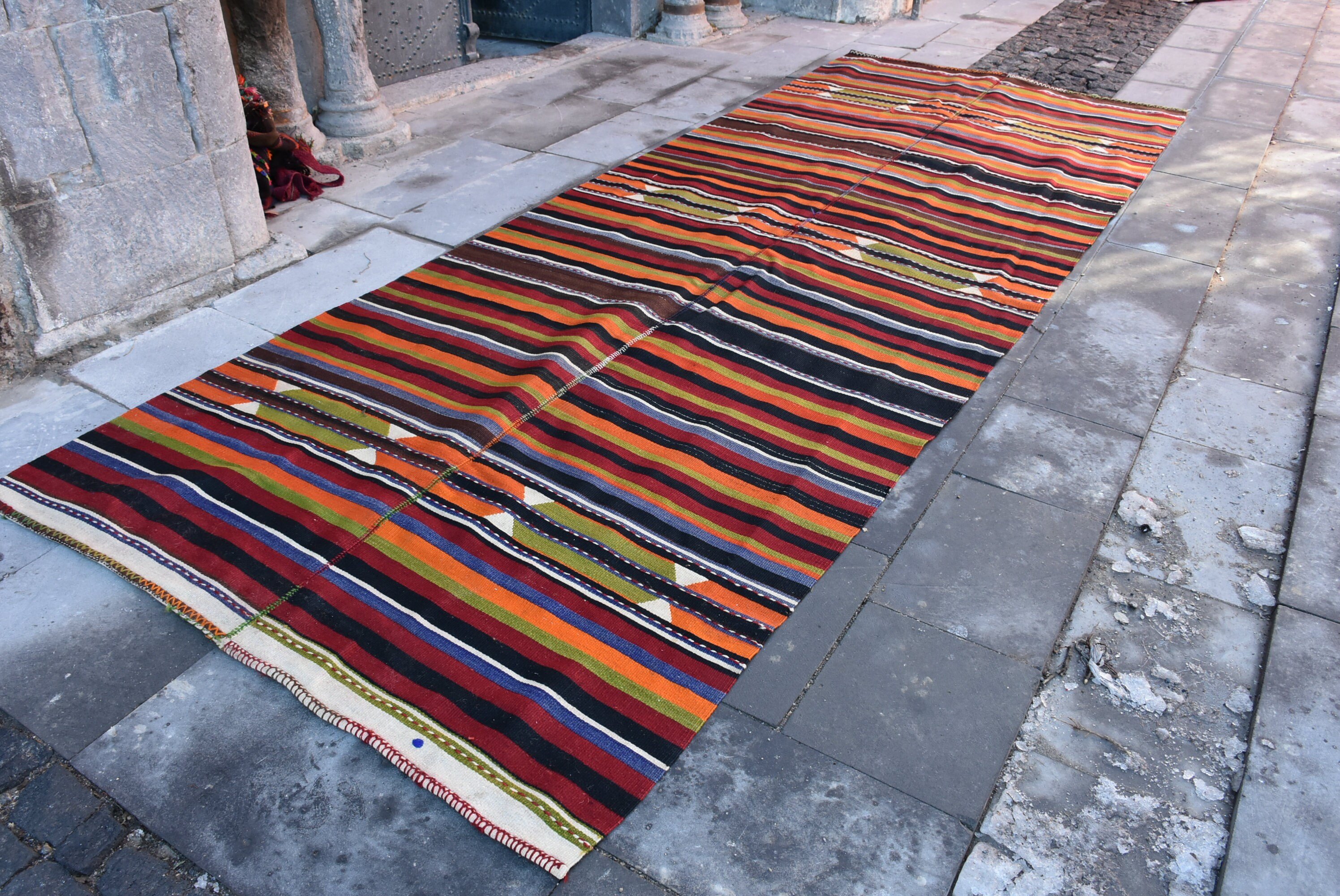 Vintage Halı, Kırmızı Yün Halı, Koridor Halısı, Oryantal Halı, 4.8x12.5 ft Runner Halısı, El Yapımı Halı, Antika Halı, Kilim, Türk Halısı, Mutfak Halıları