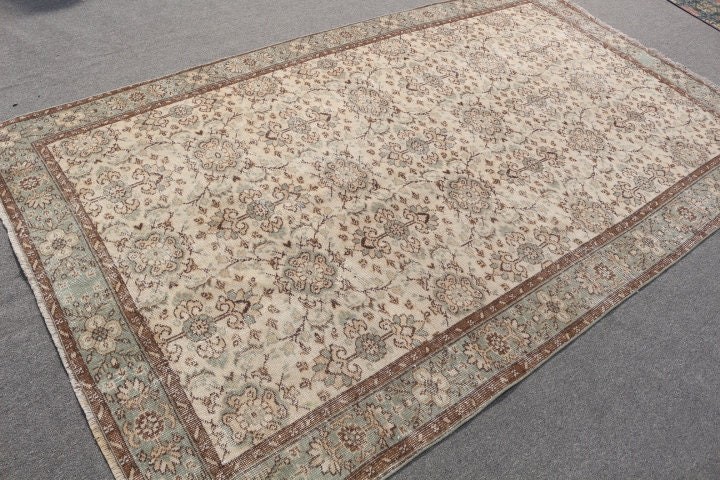 Wool Rug, 5.4x9 ft Large Rugs, Art Rug, Beige Kitchen Rug, Dining Room Rug, Vintage Rugs, Pale Rugs, Turkish Rug, Bedroom Rug