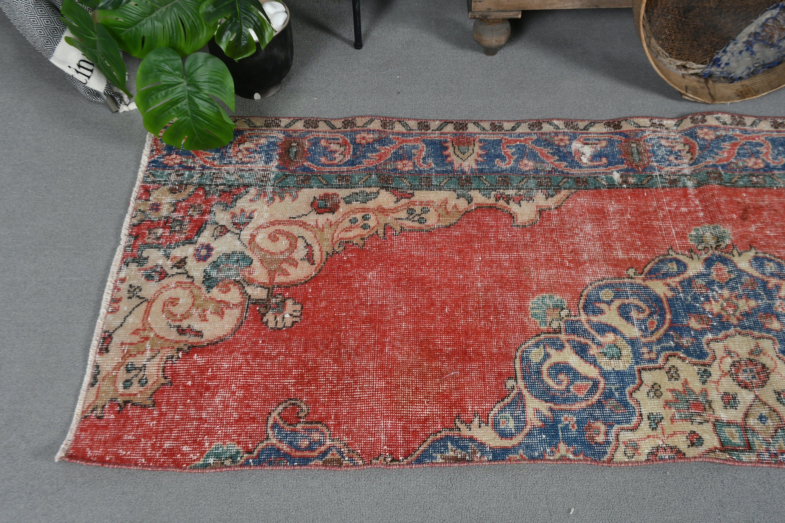 Old Rug, Red Home Decor Rug, Kitchen Rug, Rugs for Hallway, Vintage Rug, Hallway Rug, Anatolian Rugs, 2.6x7.2 ft Runner Rug, Turkish Rug