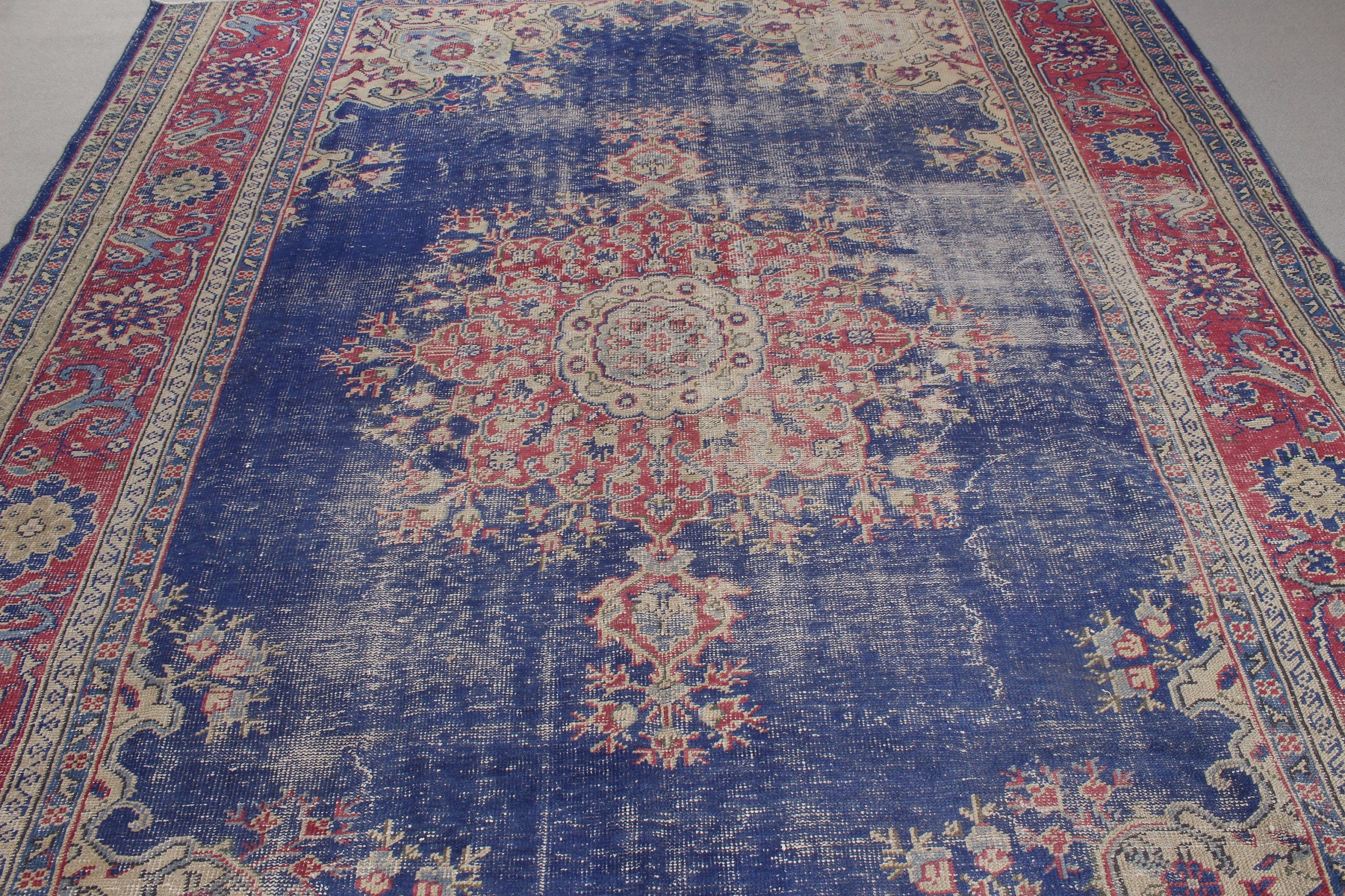 Mavi Nötr Halılar, Boho Halılar, Vintage Halılar, 8x8,5 ft Büyük Halı, Yemek Odası Halısı, Nötr Halılar, Tribal Halılar, Oturma Odası Halıları, Türk Halıları