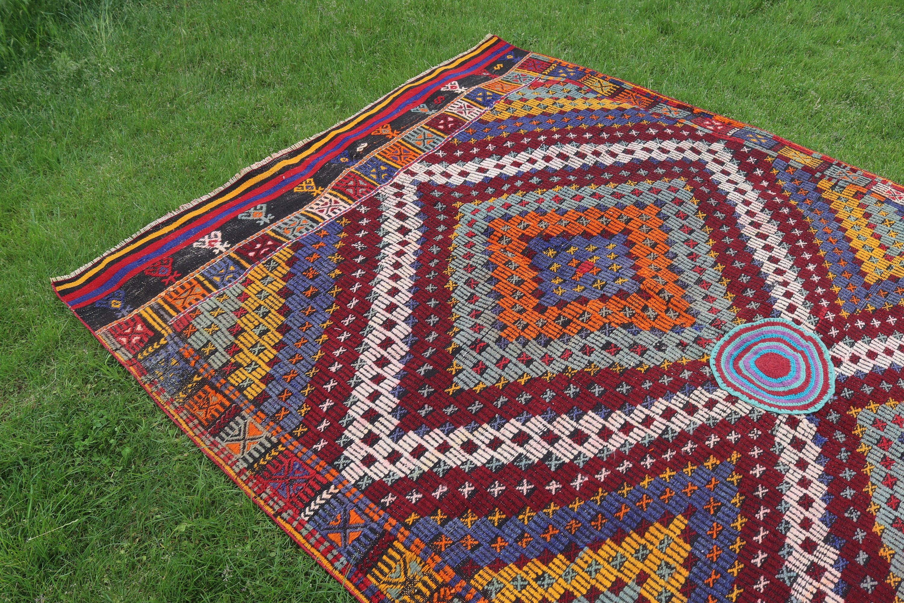 Rainbow Geometric Rugs, Home Decor Rug, Exotic Rug, 5.6x9.1 ft Large Rug, Vintage Rug, Luxury Rug, Large Vintage Rug, Turkish Rug, Kilim