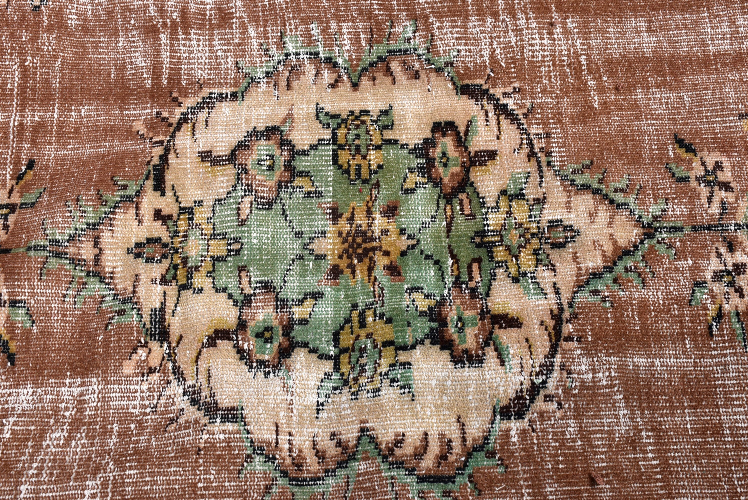 Vintage Halı, Türk Halısı, Bohem Halısı, Geometrik Halı, İç Mekan Halıları, 4.8x6.7 ft Alan Halısı, Kahverengi Geometrik Halı, Oushak Alan Kilimi