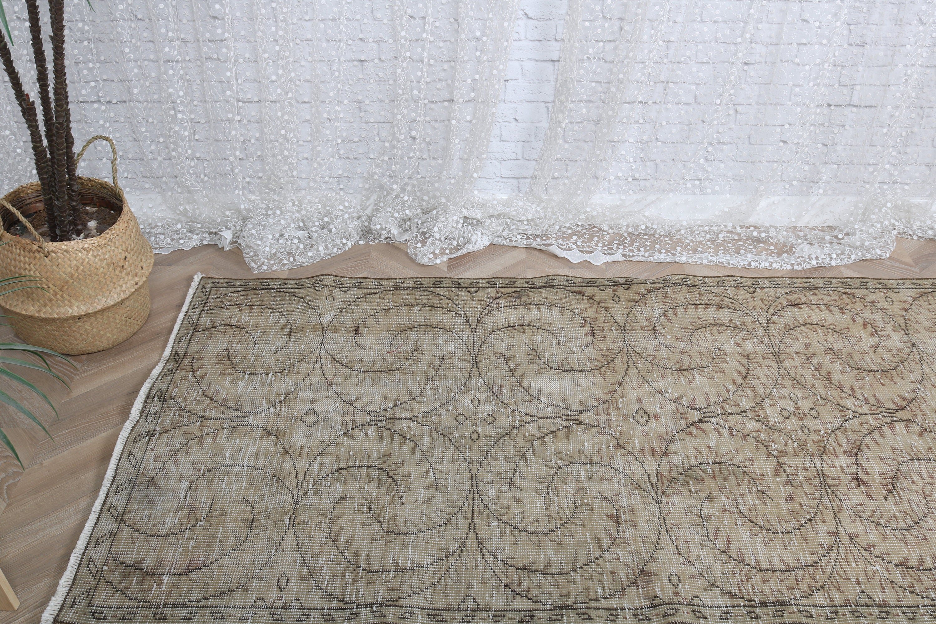 Oryantal Halılar, Mutfak Halıları, 3,4x6,5 ft Vurgulu Halılar, El Yapımı Halılar, Kahverengi Açıklama Halıları, Yün Halı, Türk Halısı, Vintage Halılar, Giriş Halıları