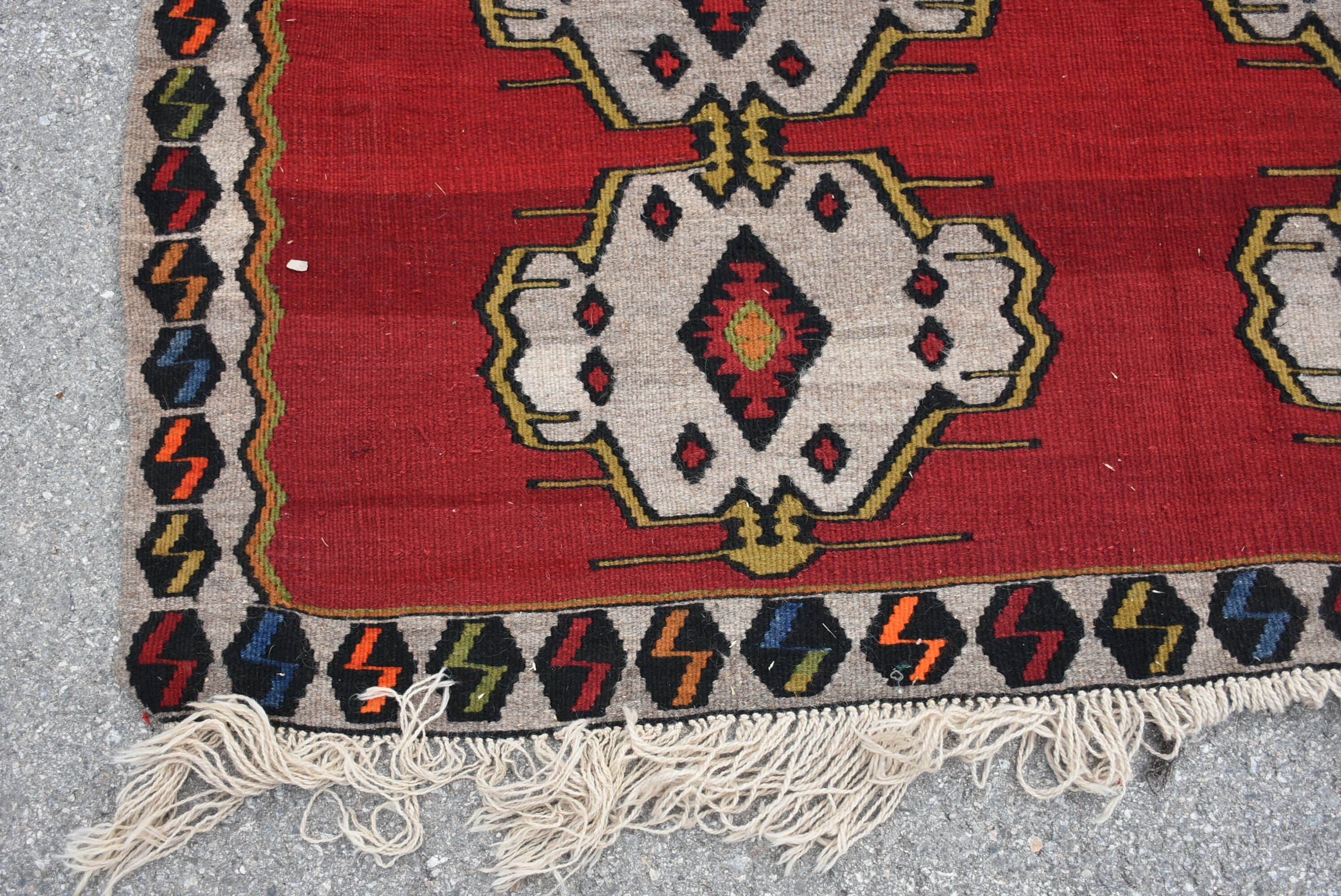 Kilim, 5.6x14.4 ft Yolluk Halısı, Vintage Halılar, Merdiven Halıları, Mutfak Halısı, Türk Halısı, Kırmızı Oryantal Halı, Oushak Halısı, Sanat Halısı, Oryantal Halılar