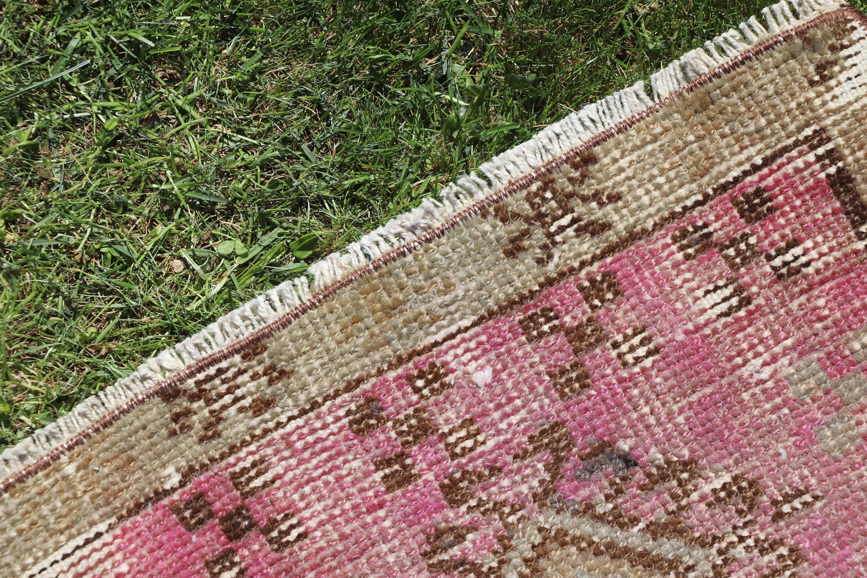 Rugs for Bathroom, Turkish Rug, Modern Rug, Bedroom Rugs, Car Mat Rugs, 1.3x2.5 ft Small Rug, Pink Floor Rug, Vintage Rugs, Oushak Rug