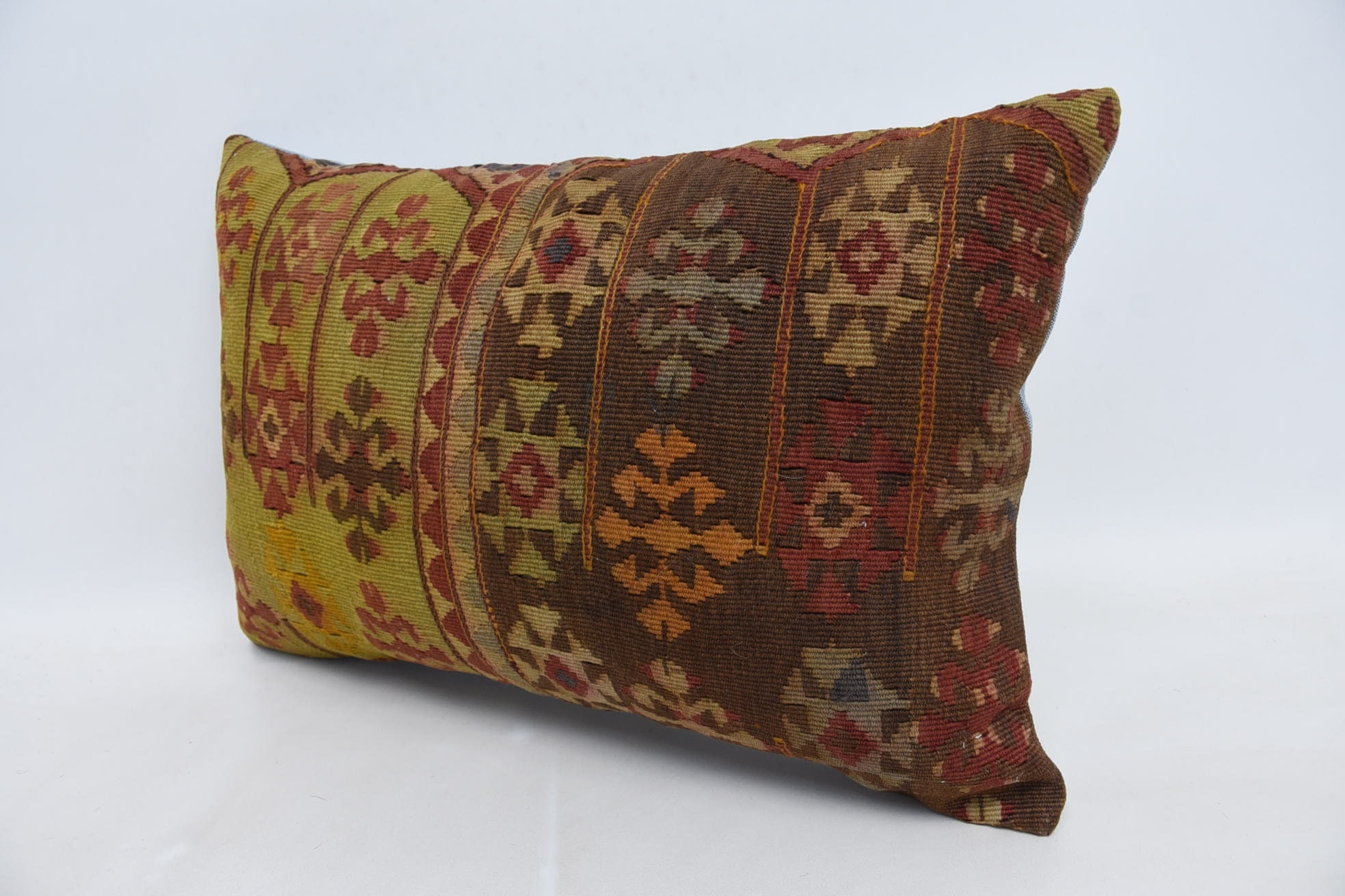 16"x24" Green Cushion Cover, Vintage Kilim Throw Pillow, Christmas Cushion Case, Kilim Pillow, Art Deco Pillow, Kilim Pillow Cover