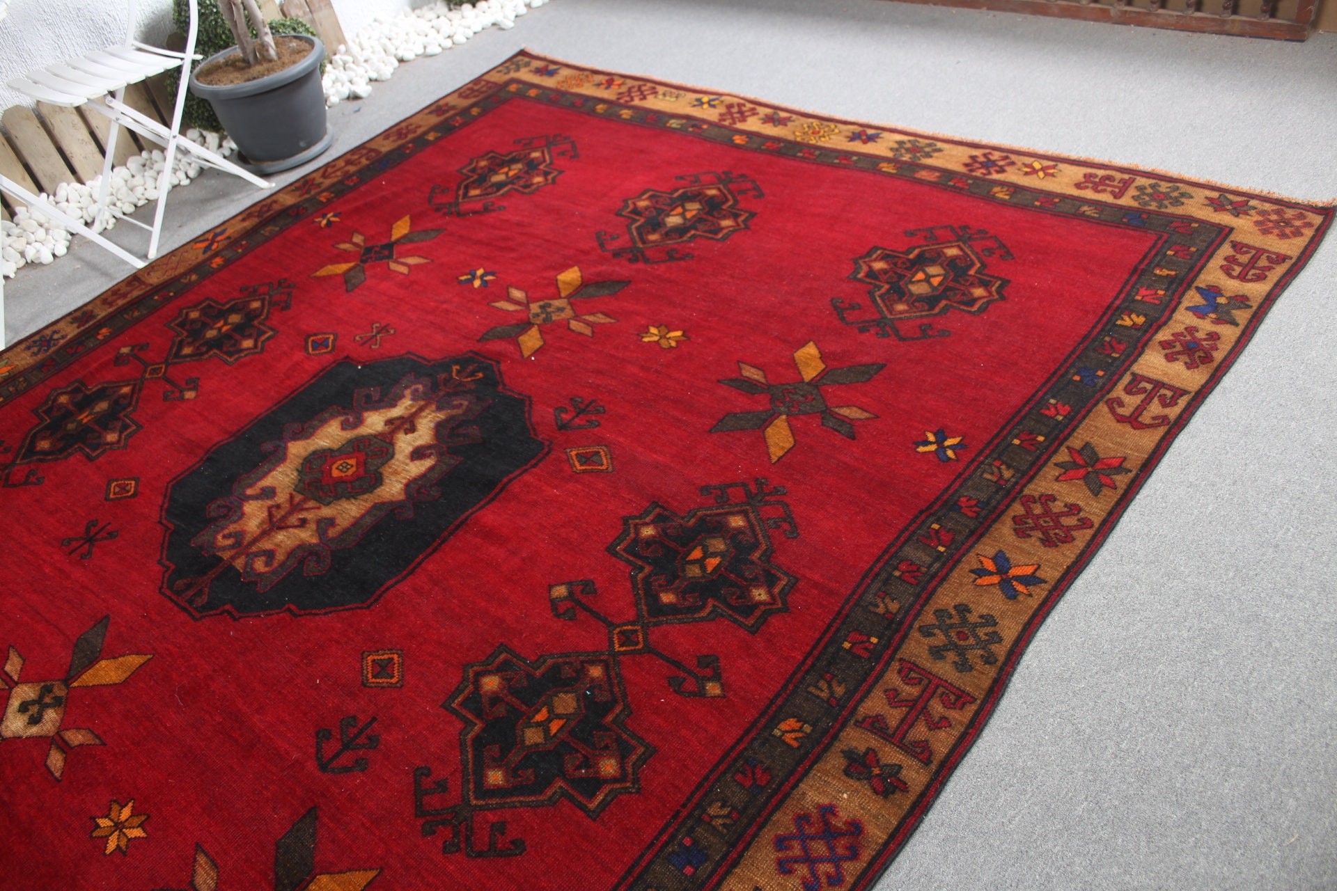 Vintage Rug, Wool Rug, Turkish Rug, Dining Room Rug, Salon Rugs, Bedroom Rugs, Flatweave Rug, Red Oriental Rug, 8.3x10.7 ft Oversize Rug