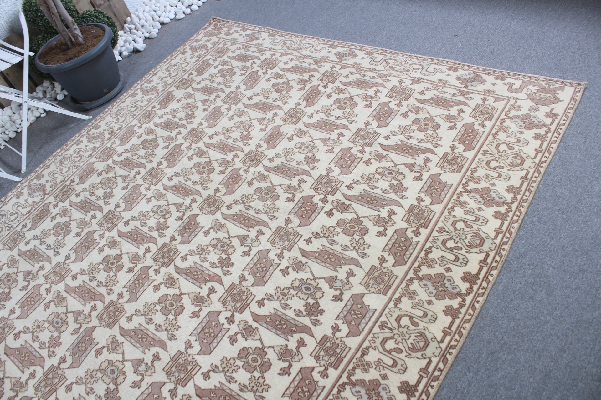 Cute Rug, Oriental Rugs, Bedroom Rugs, Vintage Rugs, 6.6x10.5 ft Large Rug, Turkish Rug, Anatolian Rugs, Beige Floor Rugs, Salon Rug