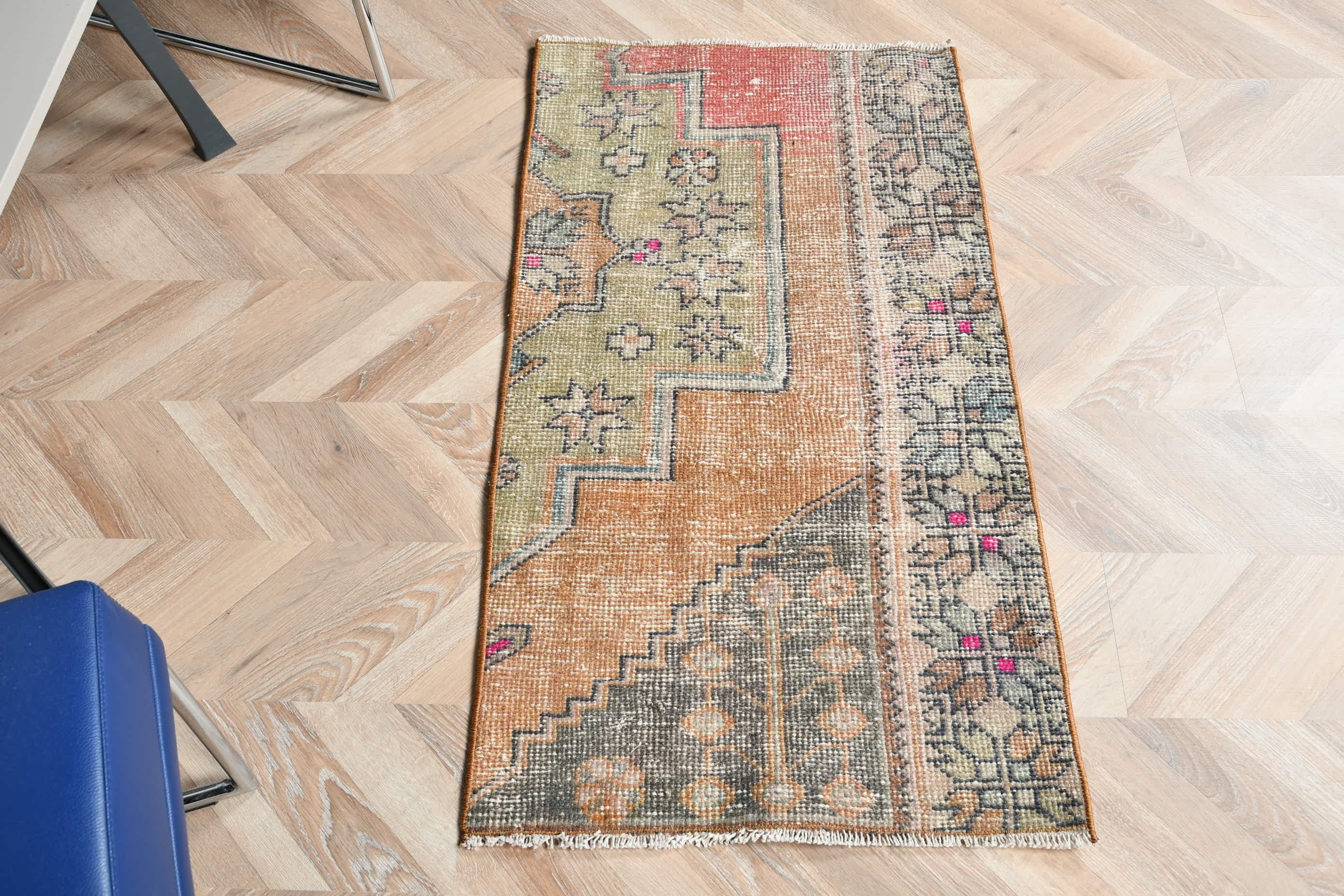 Rugs for Bedroom, Kitchen Rugs, Vintage Rug, 2x3.8 ft Small Rug, Floor Rug, Car Mat Rugs, Brown Moroccan Rug, Turkish Rug, Home Decor Rugs