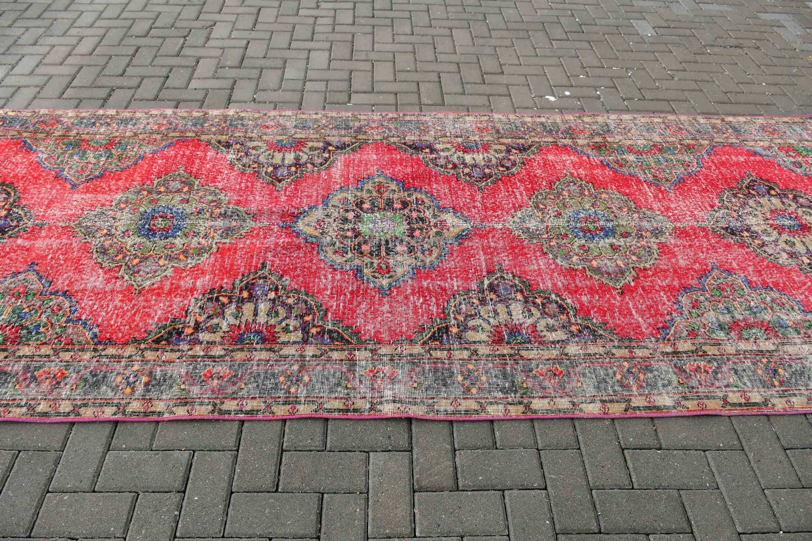 Kitchen Rug, Antique Rugs, Rugs for Stair, 4.7x12.9 ft Runner Rugs, Oriental Rugs, Turkish Rugs, Red Antique Rug, Vintage Rugs, Stair Rugs