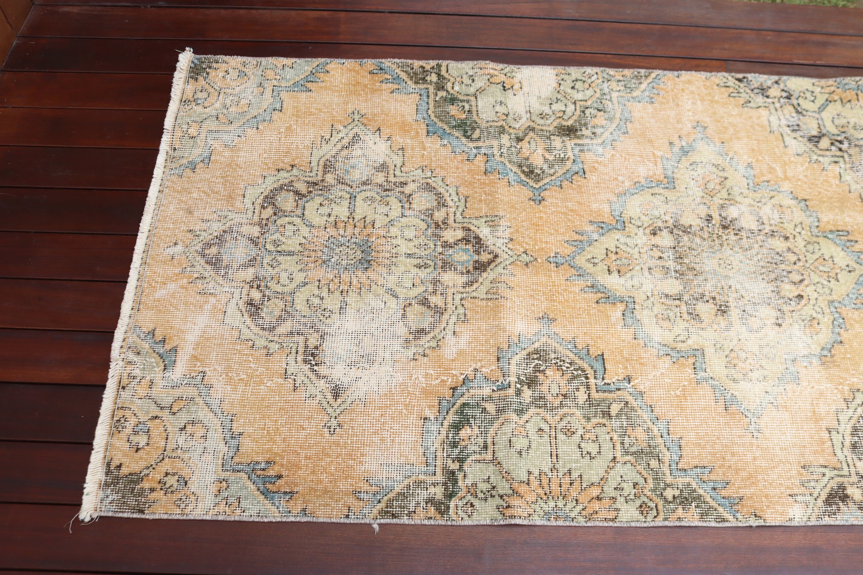 3x8,7 ft Runner Halı, Vintage Halı, Nötr Halılar, Koridor Halıları, Vintage Runner Halıları, Bej Oryantal Halı, Fas Halısı, Türk Halıları