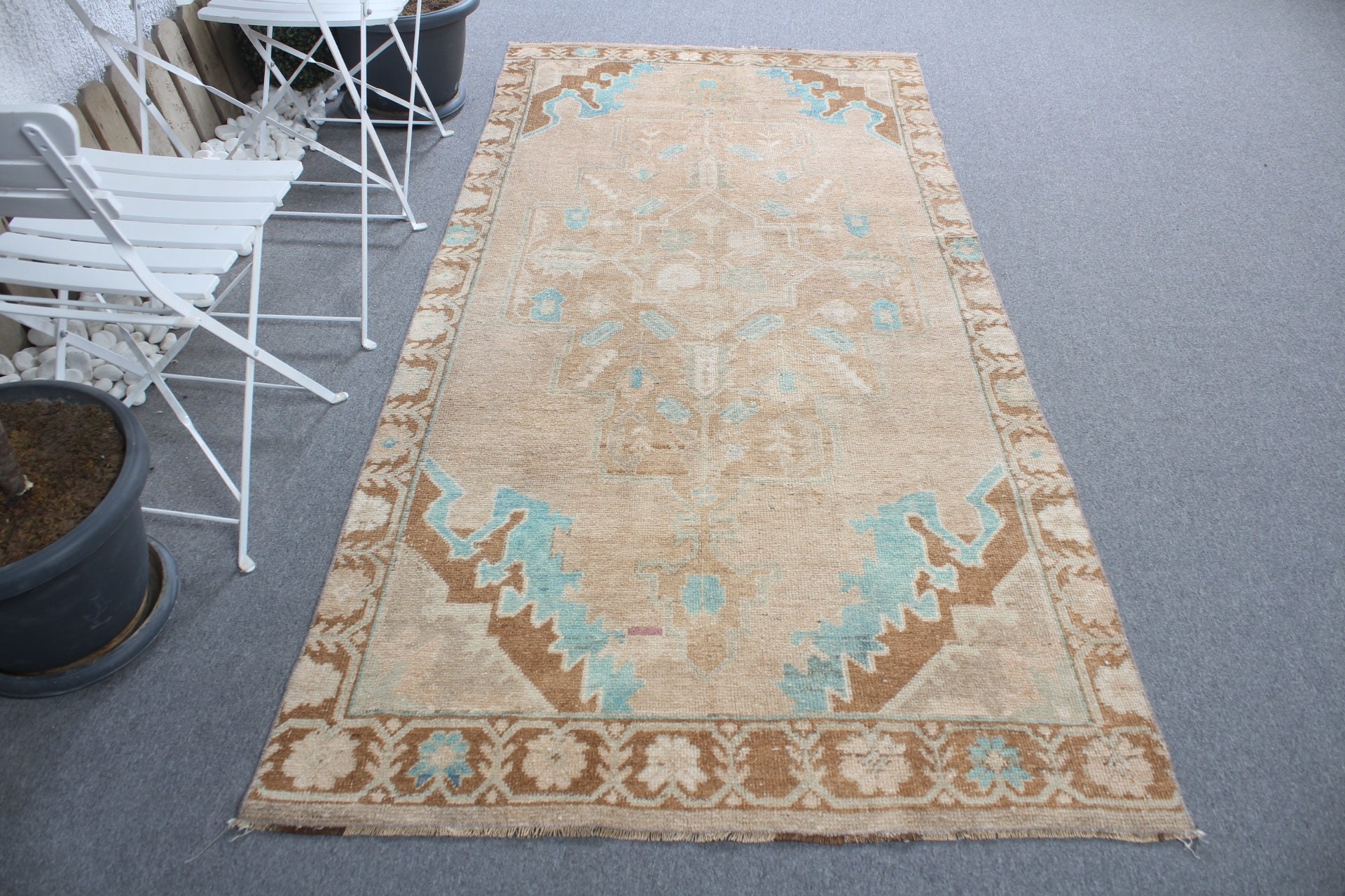 Dining Room Rugs, Turkish Rug, Vintage Rugs, Rugs for Floor, Cool Rug, Wool Rug, Art Rug, Old Rug, Brown Home Decor Rugs, 4x8.1 ft Area Rug