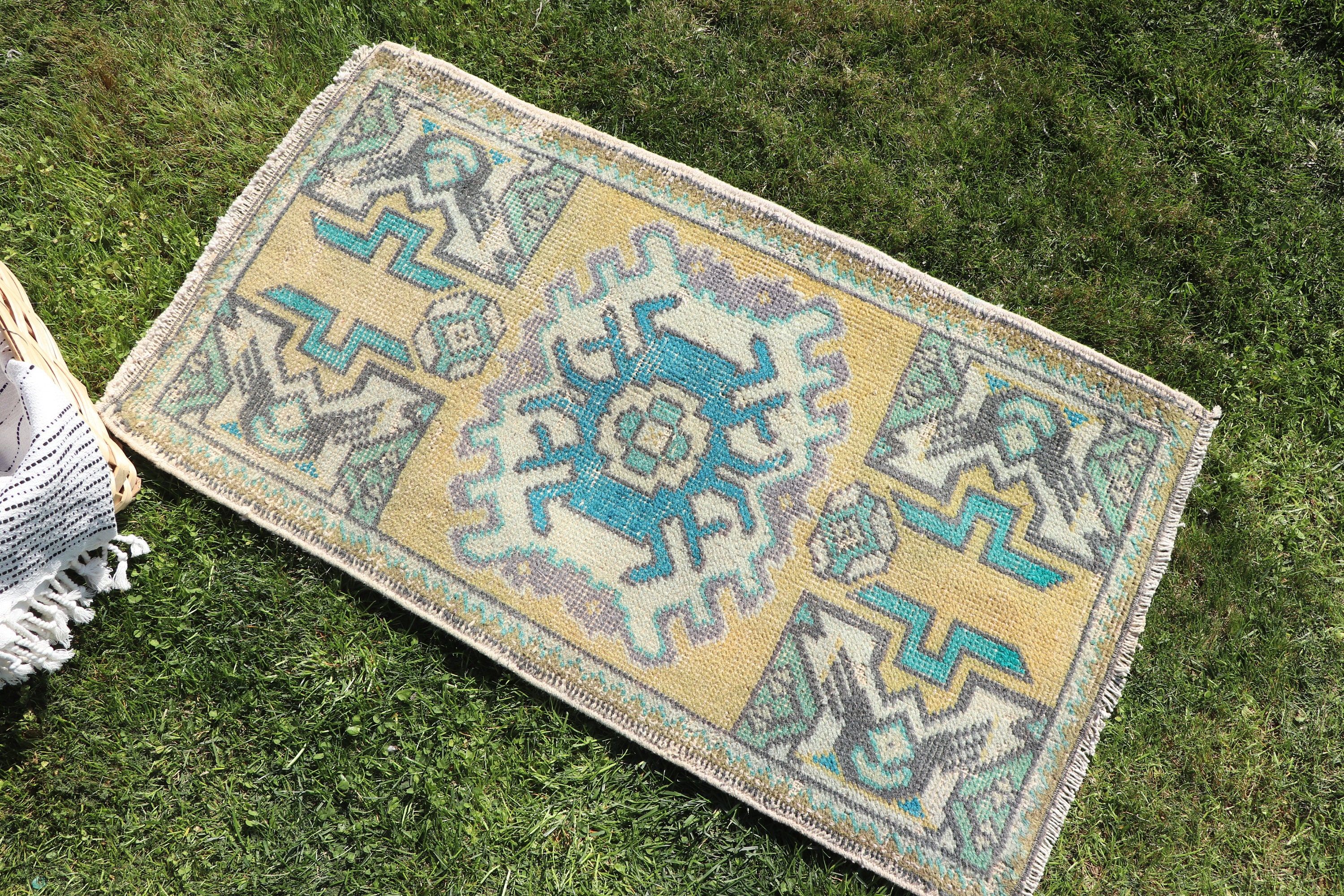 Bedroom Rug, Small Boho Rug, Ethnic Rug, Luxury Rugs, Moroccan Rug, Vintage Rug, Yellow  1.6x3 ft Small Rug, Turkish Rugs