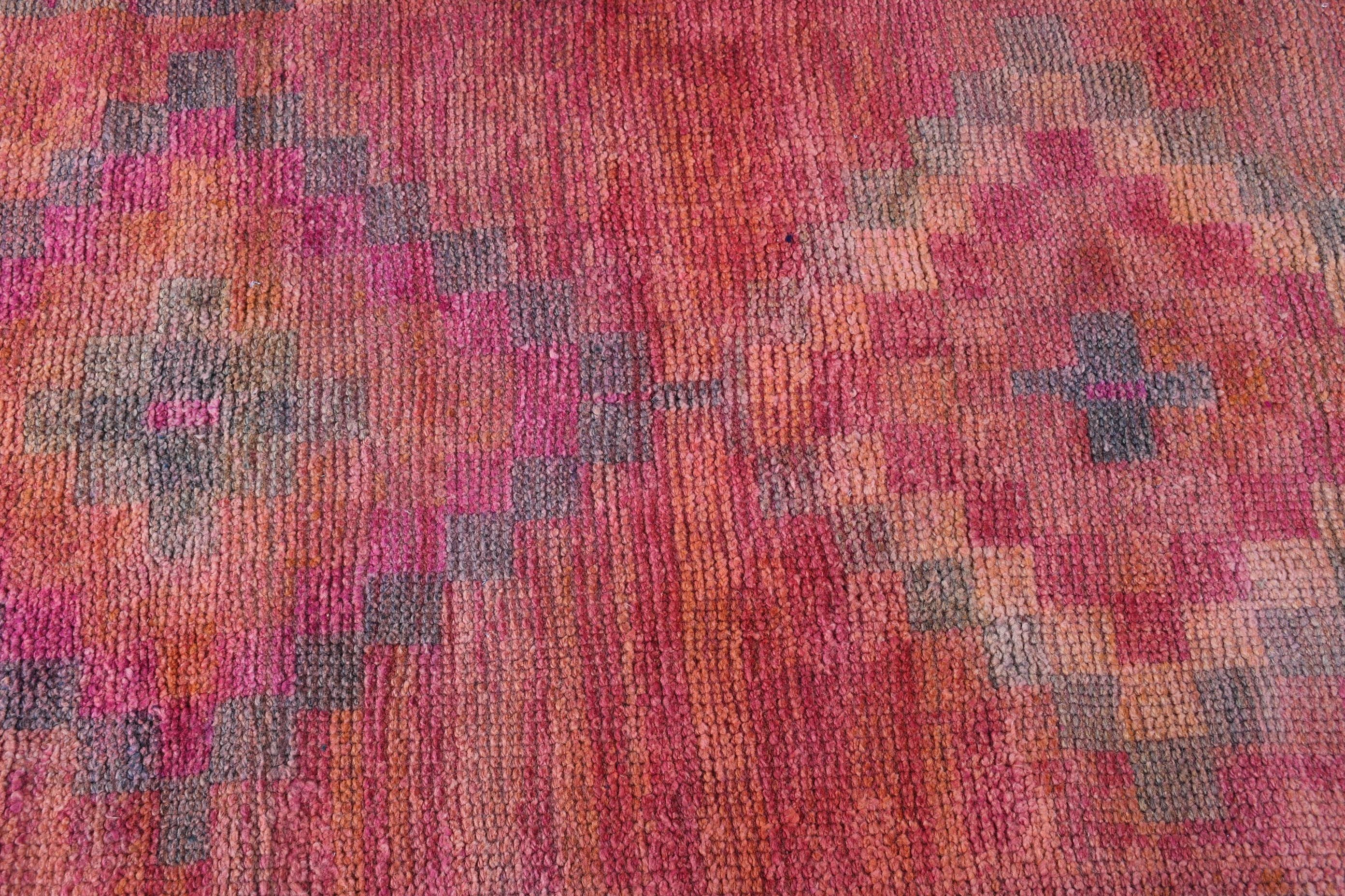 Pink Kitchen Rugs, Vintage Rugs, Turkish Rug, Rugs for Stair, Organic Rugs, Antique Rugs, Hallway Rug, Wool Rug, 3x8.6 ft Runner Rugs