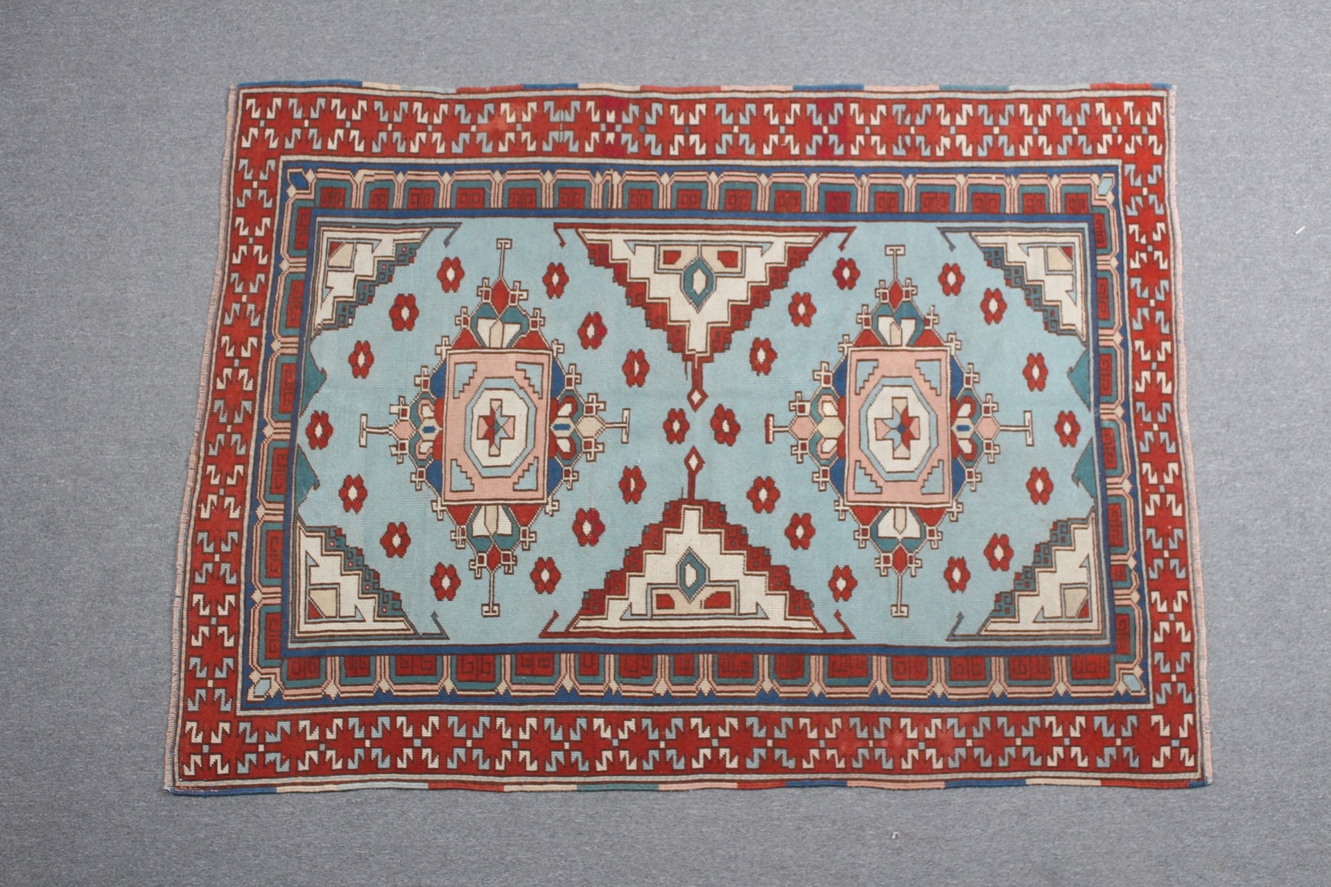 Oushak Rugs, Blue Cool Rug, Turkish Rug, Turkish Area Rug Rugs, Indoor Rug, 4.5x6.1 ft Area Rug, Vintage Rugs, Wool Rugs, Rugs for Kitchen