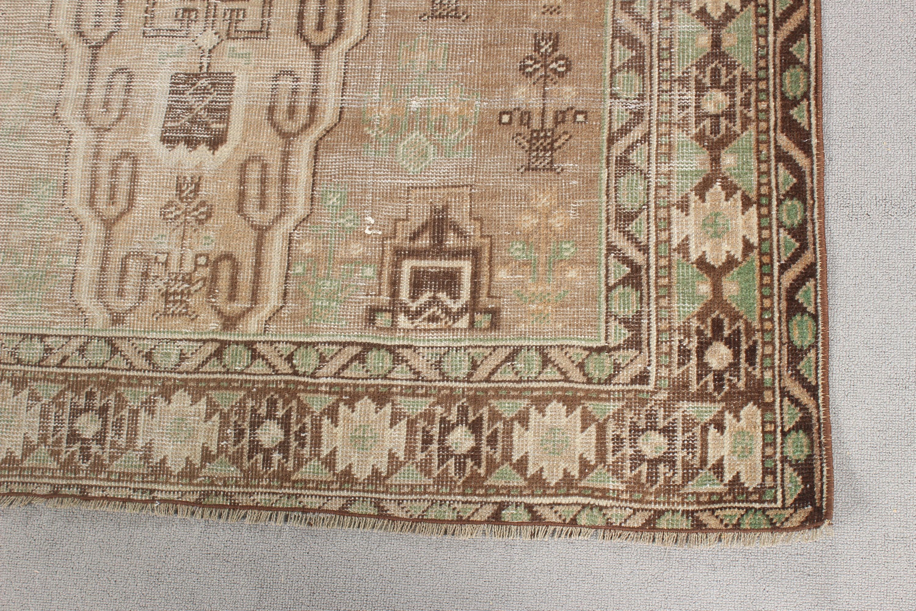 Wool Rug, Turkish Rug, Green Flatweave Rug, Vintage Rug, Oushak Area Rug, Tribal Rugs, Neutral Rug, Dining Room Rug, 3.8x9.3 ft Area Rugs