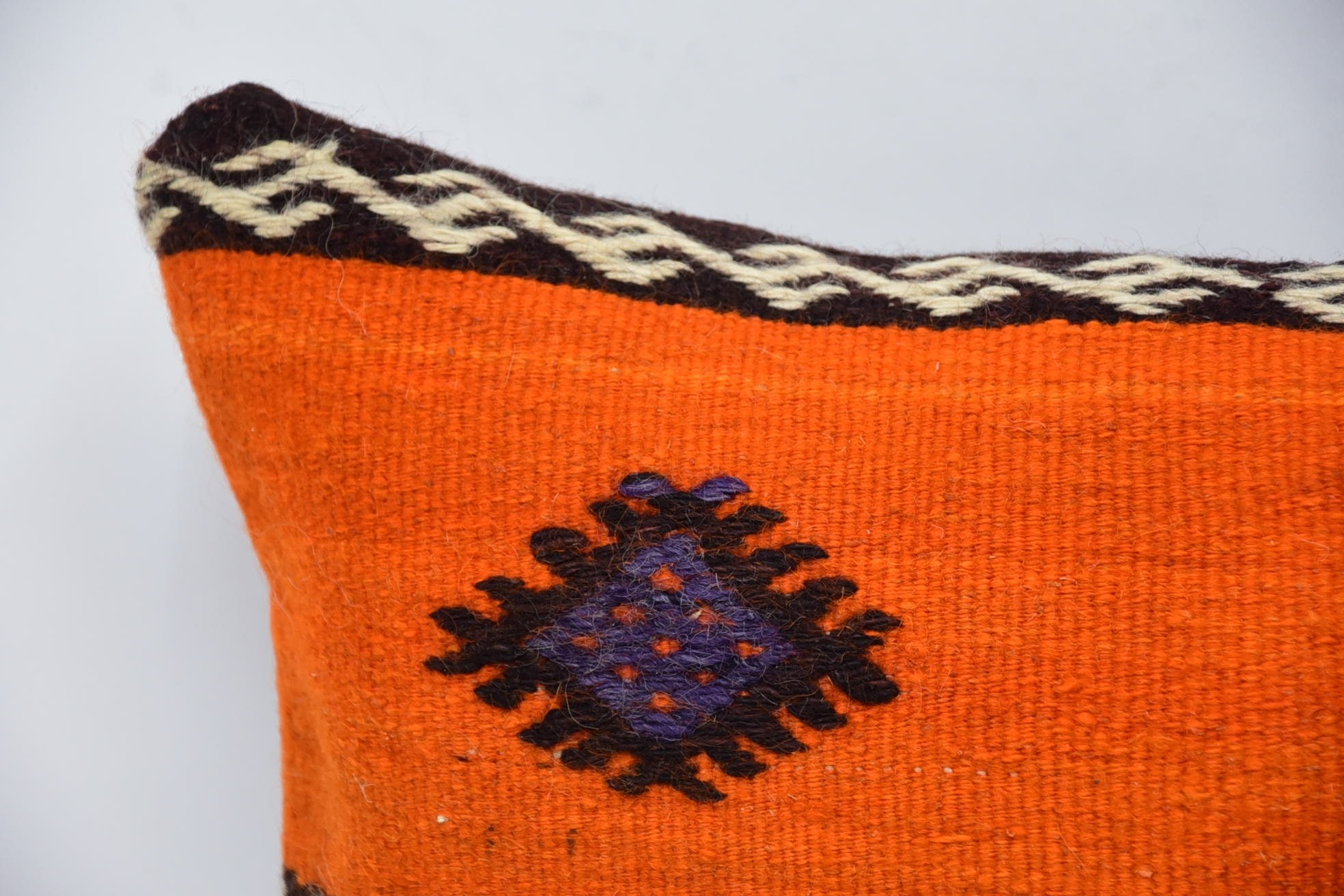 Gift Pillow, Decorative Throw Pillow, Bed Pillow Case, 16"x24" Orange Cushion Case, Kilim Pillow Cover, Handwoven Pillow, Kilim Pillow