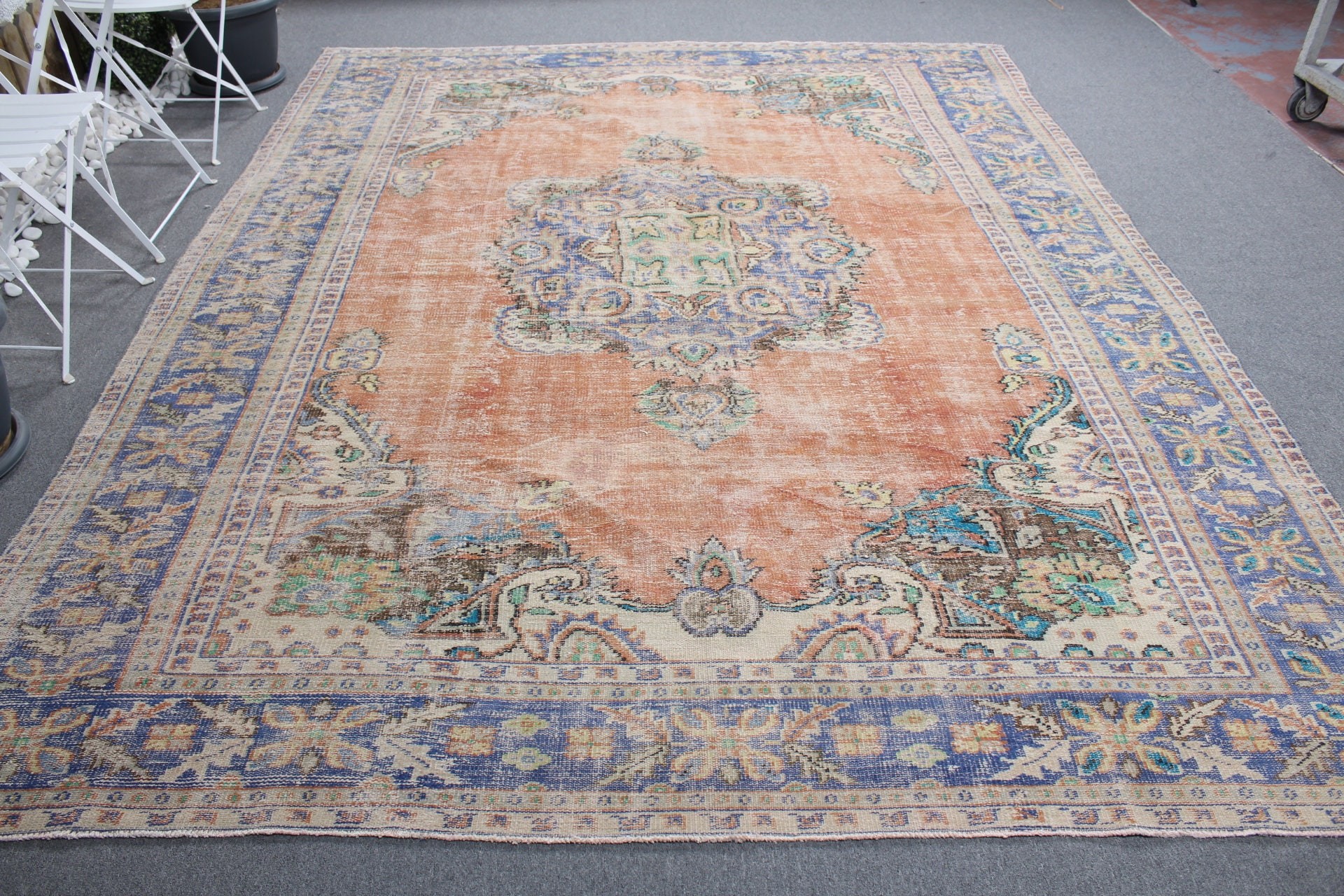 Kırmızı Mutfak Halısı, Özel Halı, Salon Halıları, 8.1x10.4 ft Büyük Boy Halılar, Vintage Halı, Oturma Odası Halıları, Türk Halısı, Oushak Halısı, Mutfak Halısı