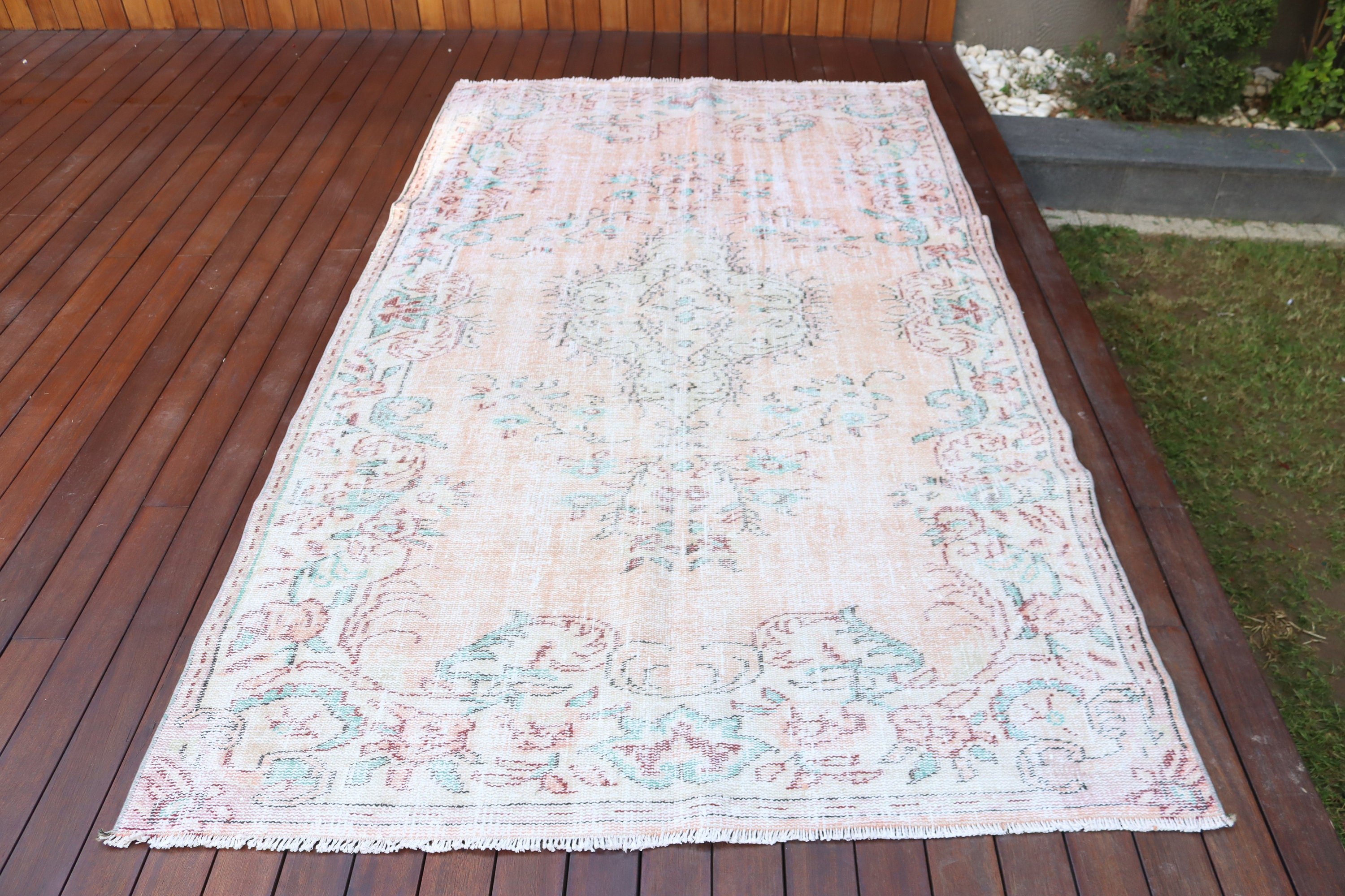 Yemek Odası Halıları, Anadolu Halısı, Türk Halıları, Vintage Halı, Aztek Halısı, Nötr Halı, Oturma Odası Halısı, Pembe Oushak Halısı, 4,9x8,4 ft Büyük Halılar