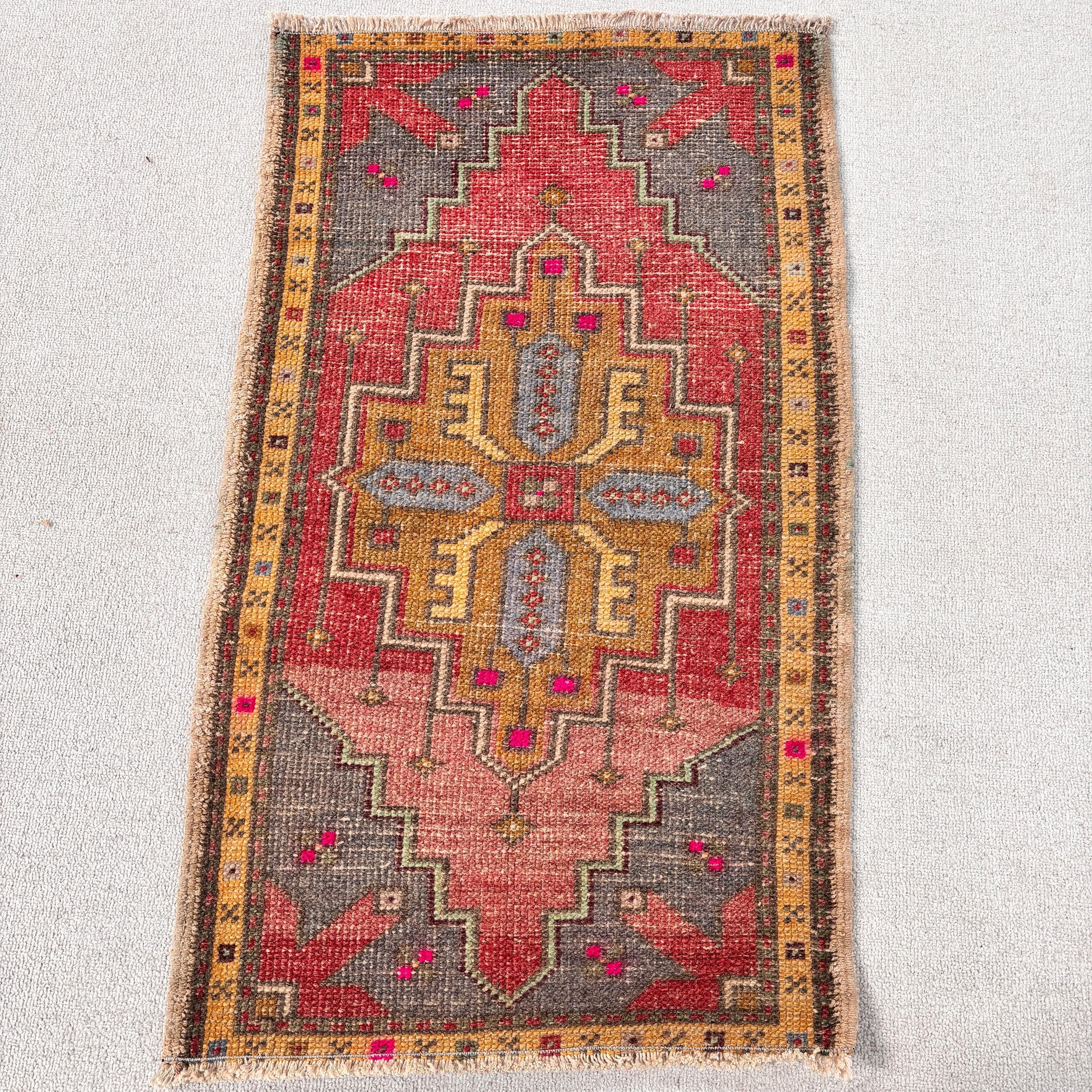 Vintage Rugs, Kitchen Rugs, Red Cool Rug, Turkish Rug, Rugs for Small Vintage, 1.9x3.1 ft Small Rug, Bath Rug, Anatolian Rug, Neutral Rugs