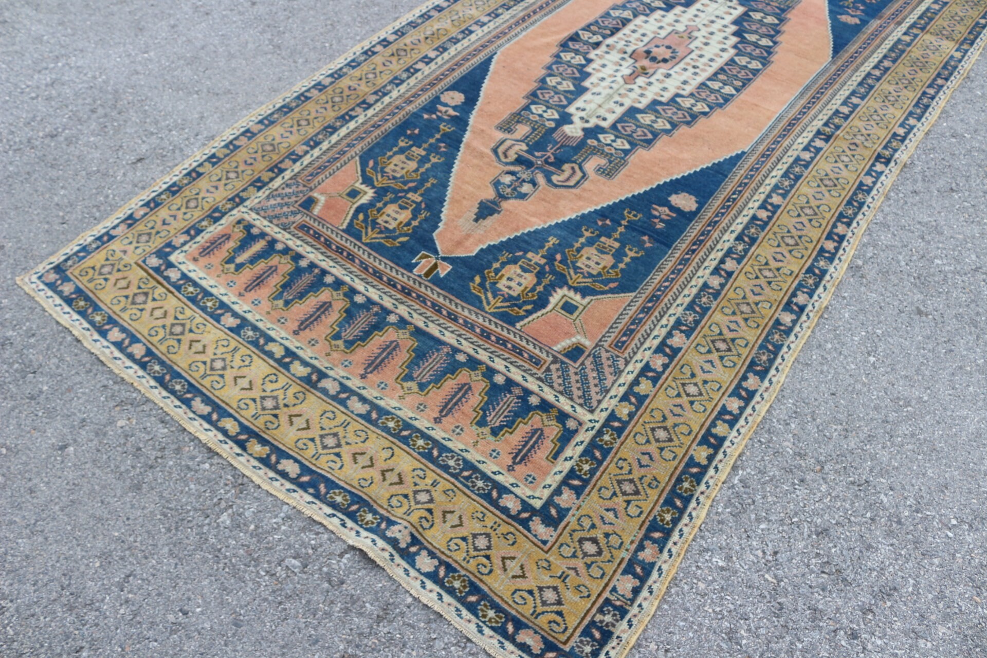 Havalı Halı, Türk Halıları, Oturma Odası Halısı, Vintage Halı, 4,9x11,1 ft Büyük Halılar, Yün Halı, Mavi Antika Halı, Yemek Odası Halıları, Salon Halısı