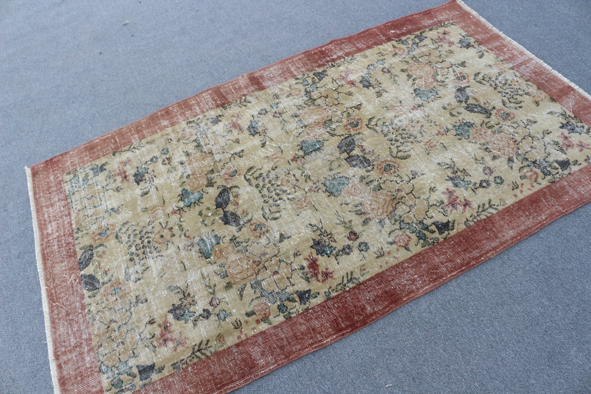 Vintage Rug, Turkish Rugs, Dining Room Rug, Kitchen Rug, 3.9x6.6 ft Area Rug, Orange Moroccan Rug, Anatolian Rug, Nomadic Rug, Floor Rugs