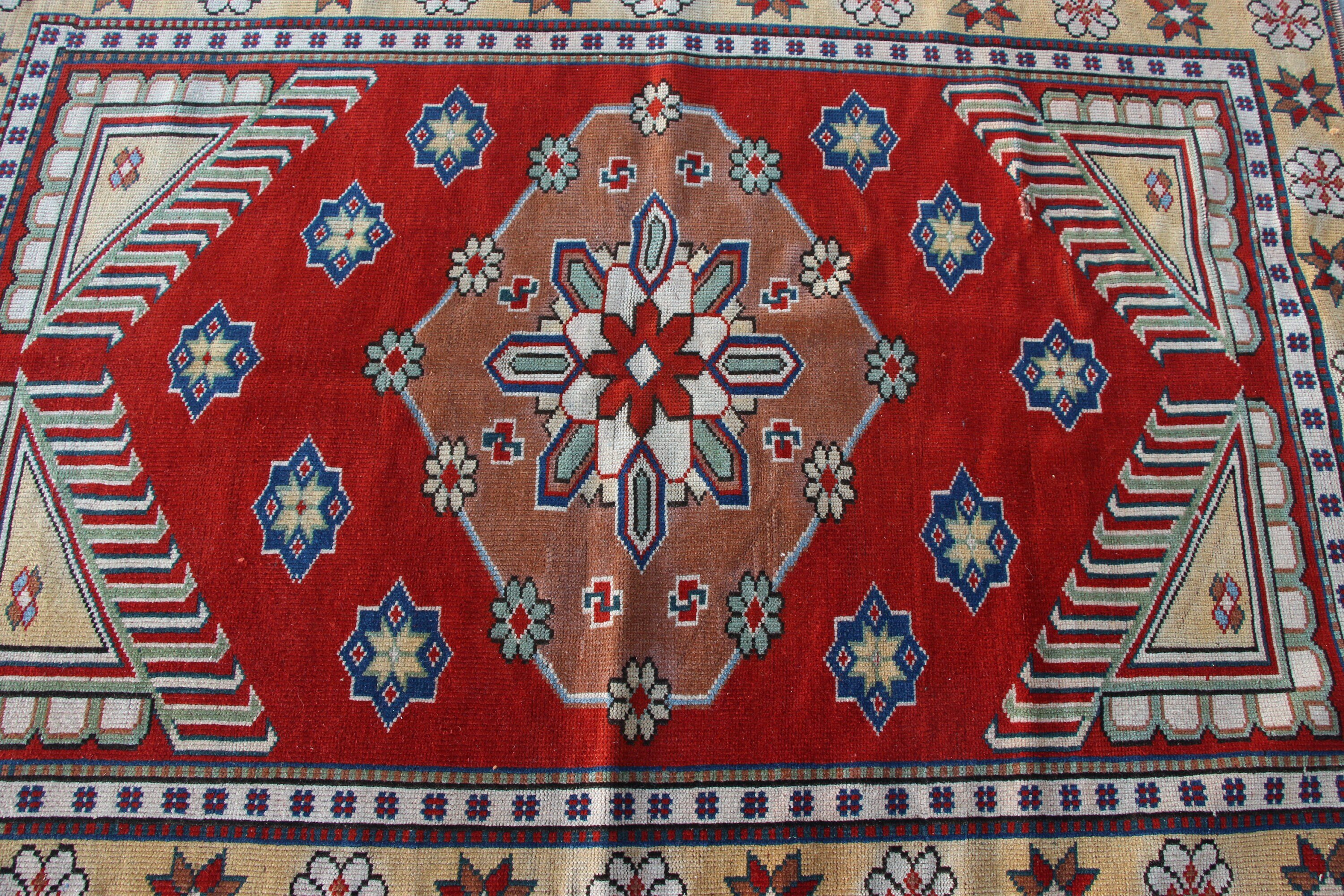 Vintage Halı, Kabile Halısı, İç Mekan Halısı, Kırmızı Ev Dekor Halıları, Türk Halıları, Mutfak Halıları, Yatak Odası Halıları, 4.3x5.7 ft Alan Halısı