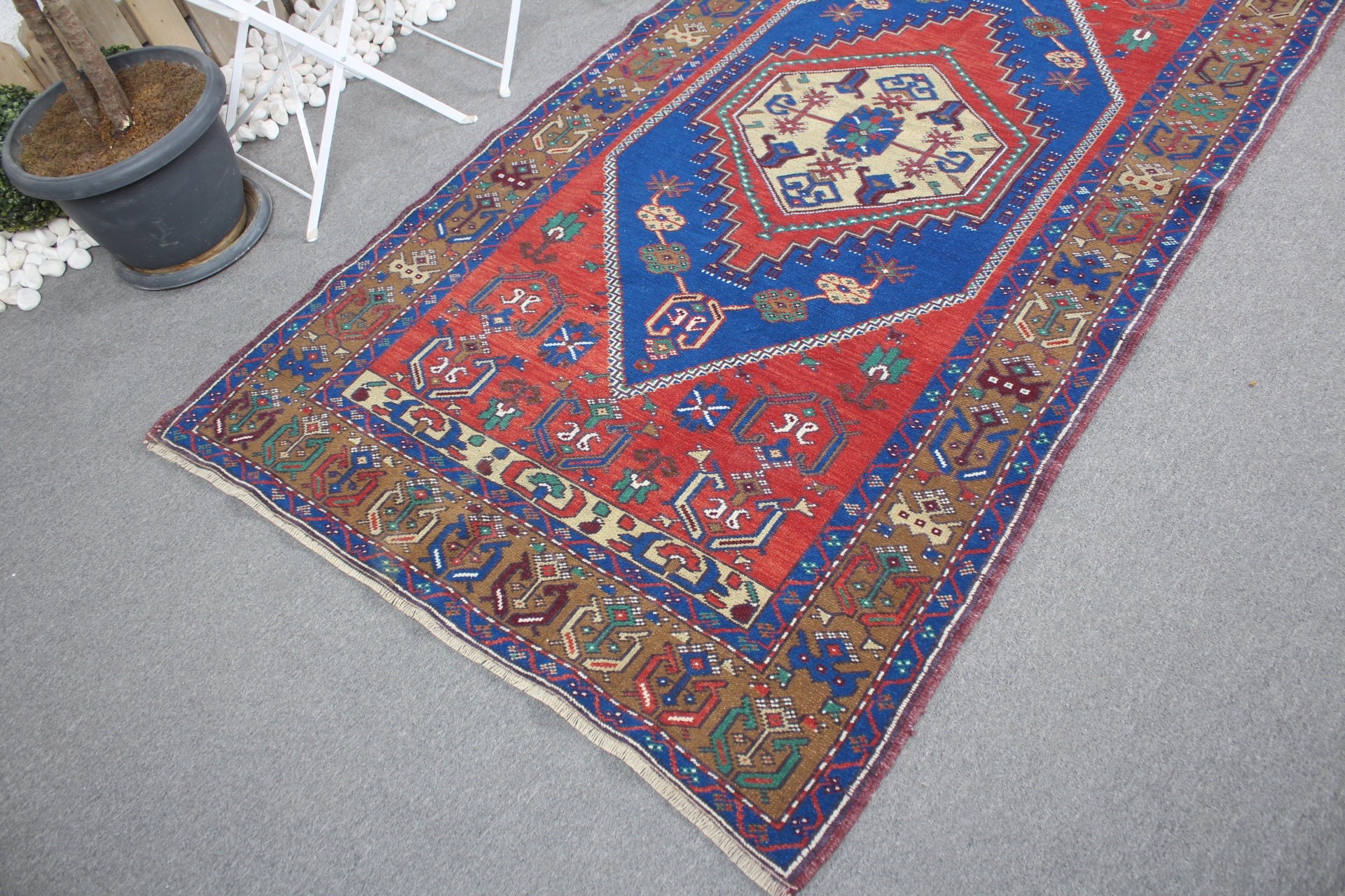 Red Anatolian Rug, Art Rug, Vintage Rug, 4.2x7.8 ft Area Rug, Bedroom Rug, Turkish Rug, Kitchen Rugs, Office Rugs, Floor Rug, Rugs for Area