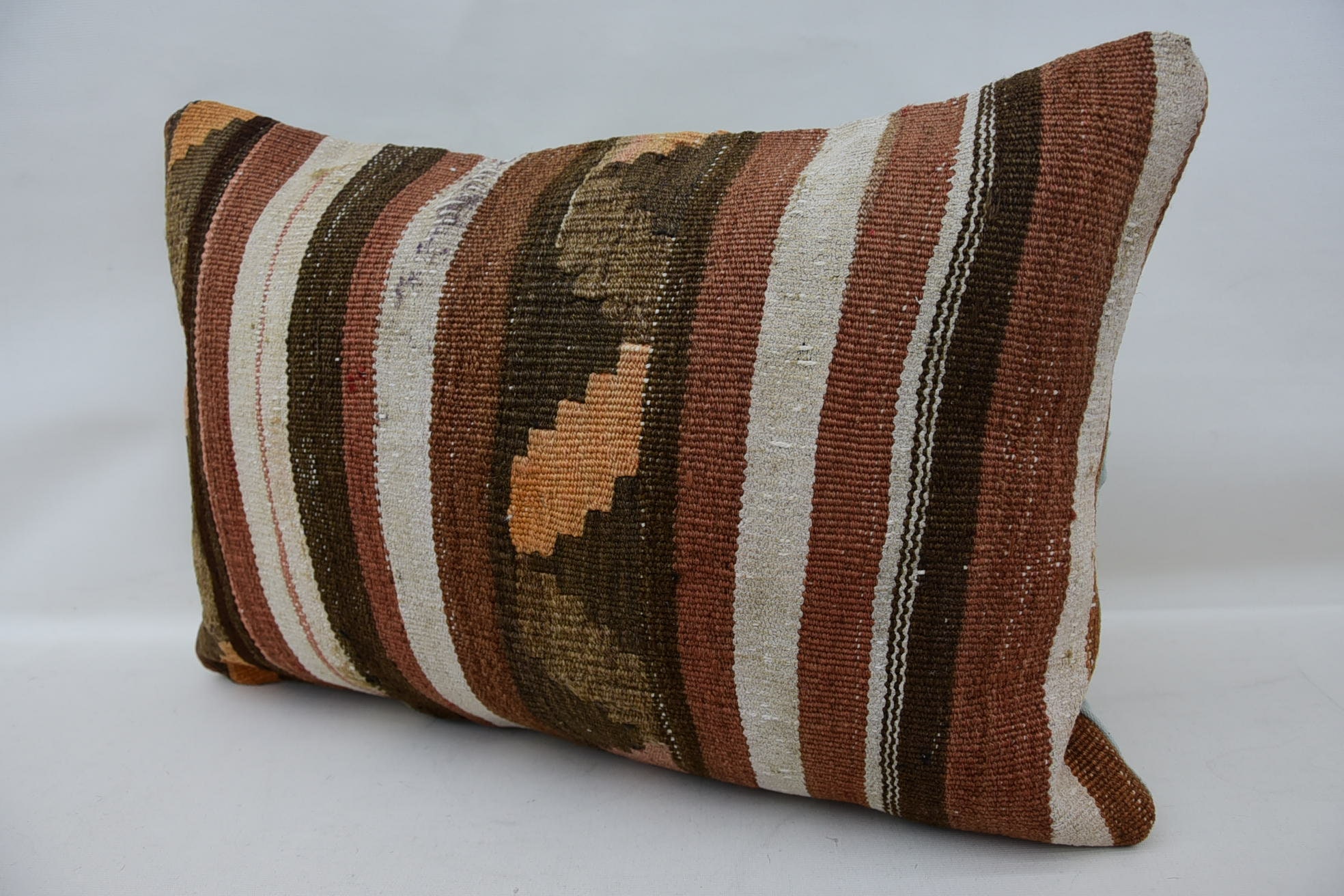 Gift Pillow, Antique Pillows, Kilim Cushion Sham, Couch Pillow, Vintage Kilim Pillow Cushion Case, 16"x24" Brown Pillow