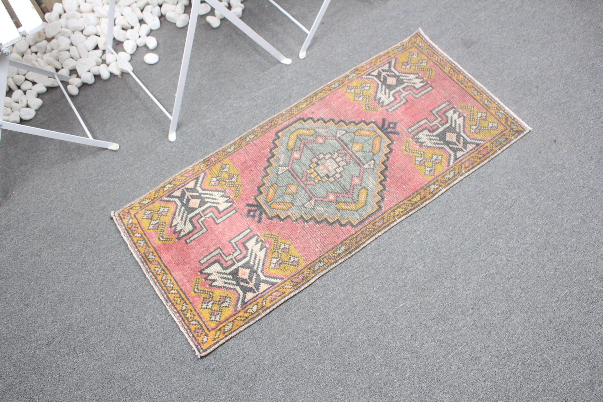 1.6x3.5 ft Small Rugs, Kitchen Rug, Door Mat Rug, Nursery Rugs, Pink Kitchen Rugs, Distressed Rug, Vintage Rug, Turkish Rugs, Oriental Rugs