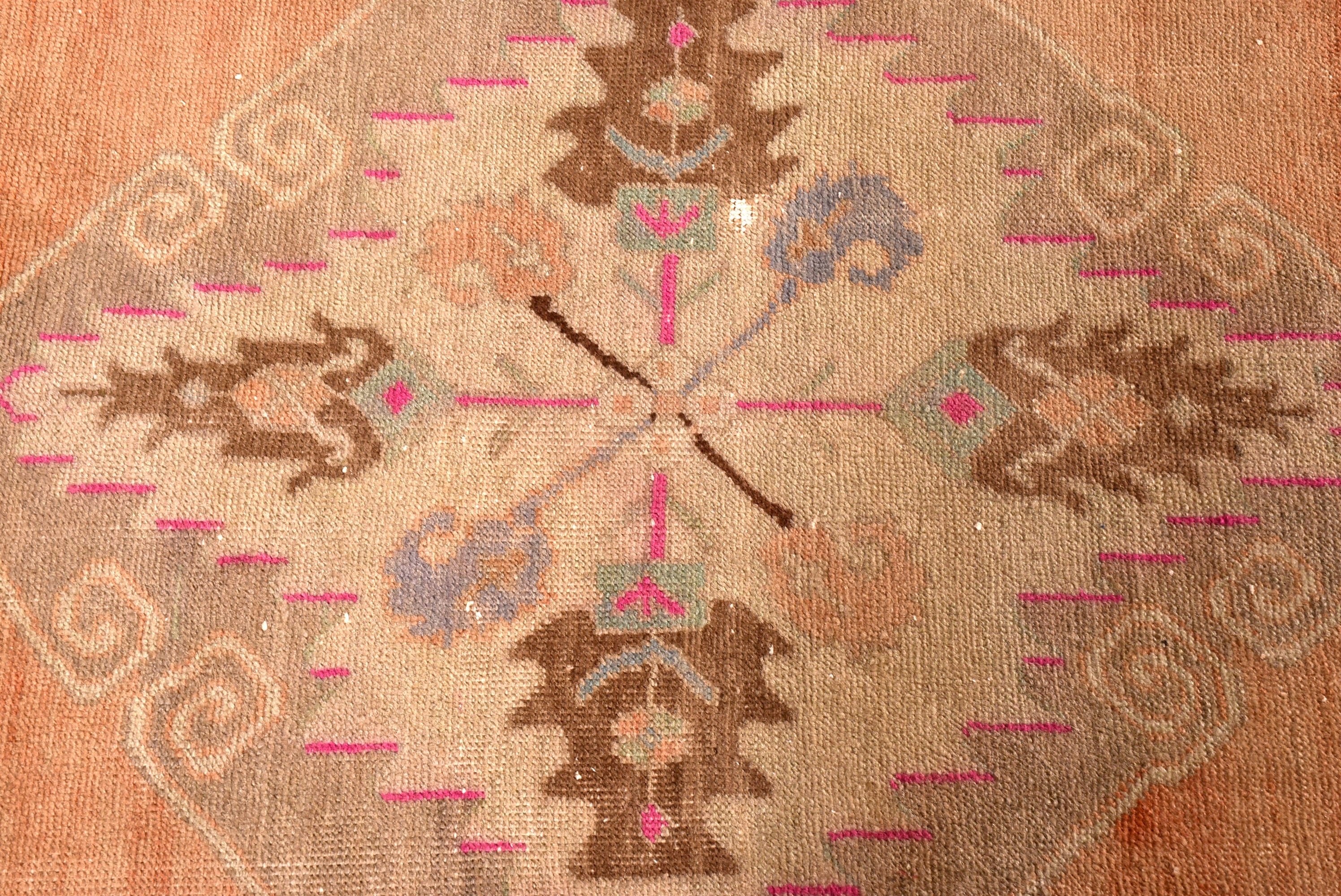 Pembe Oryantal Halılar, Dekoratif Halı, Vintage Halı, Lüks Halılar, Geometrik Halı, 3.1x8 ft Runner Halı, Koridor Halısı, Türk Halısı, Merdiven Halıları