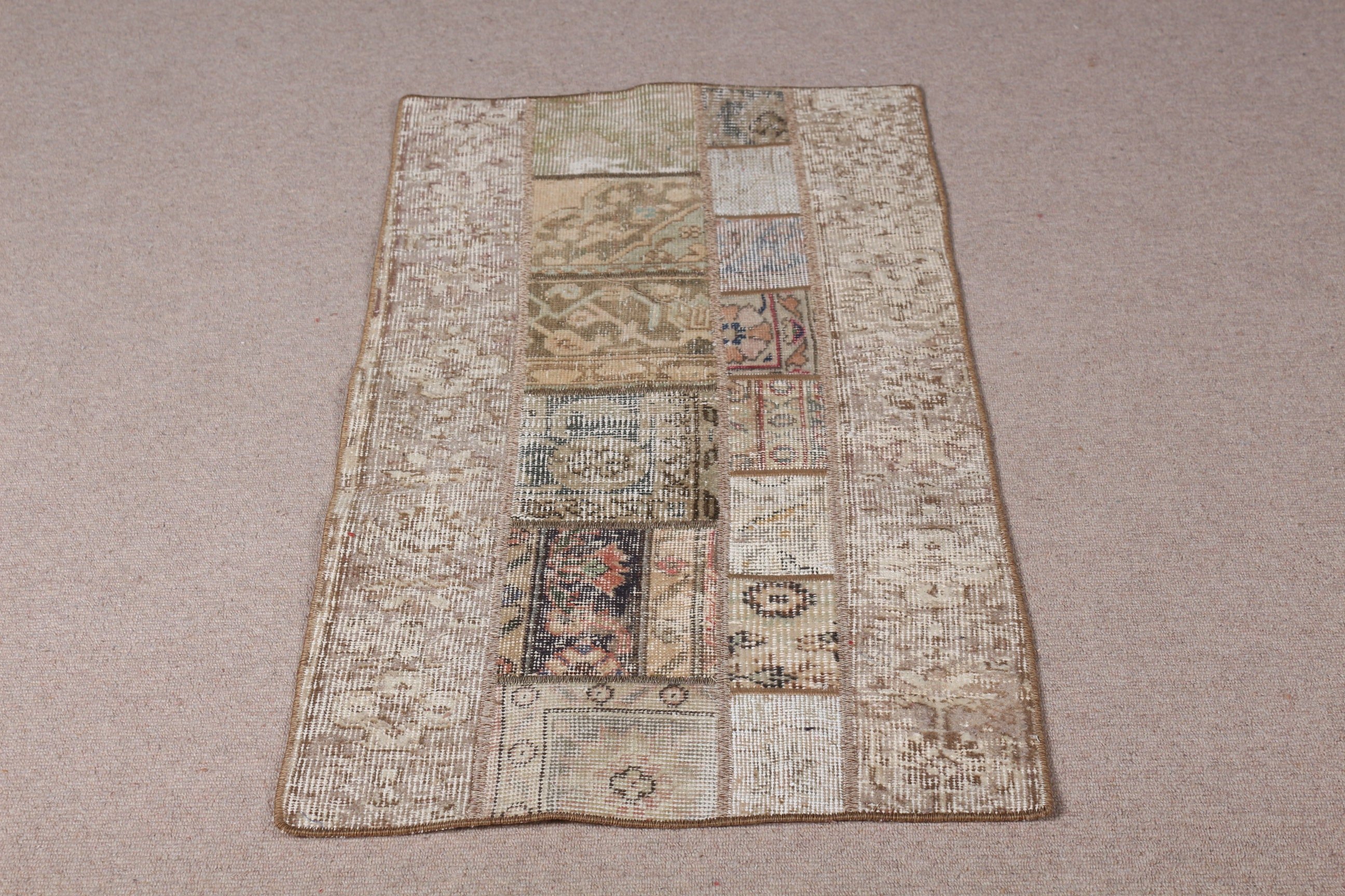 Rugs for Bathroom, Retro Rugs, 2.1x3.9 ft Small Rug, Vintage Rugs, Turkish Rug, Bedroom Rug, Home Decor Rug, Nursery Rug, Beige Oushak Rug